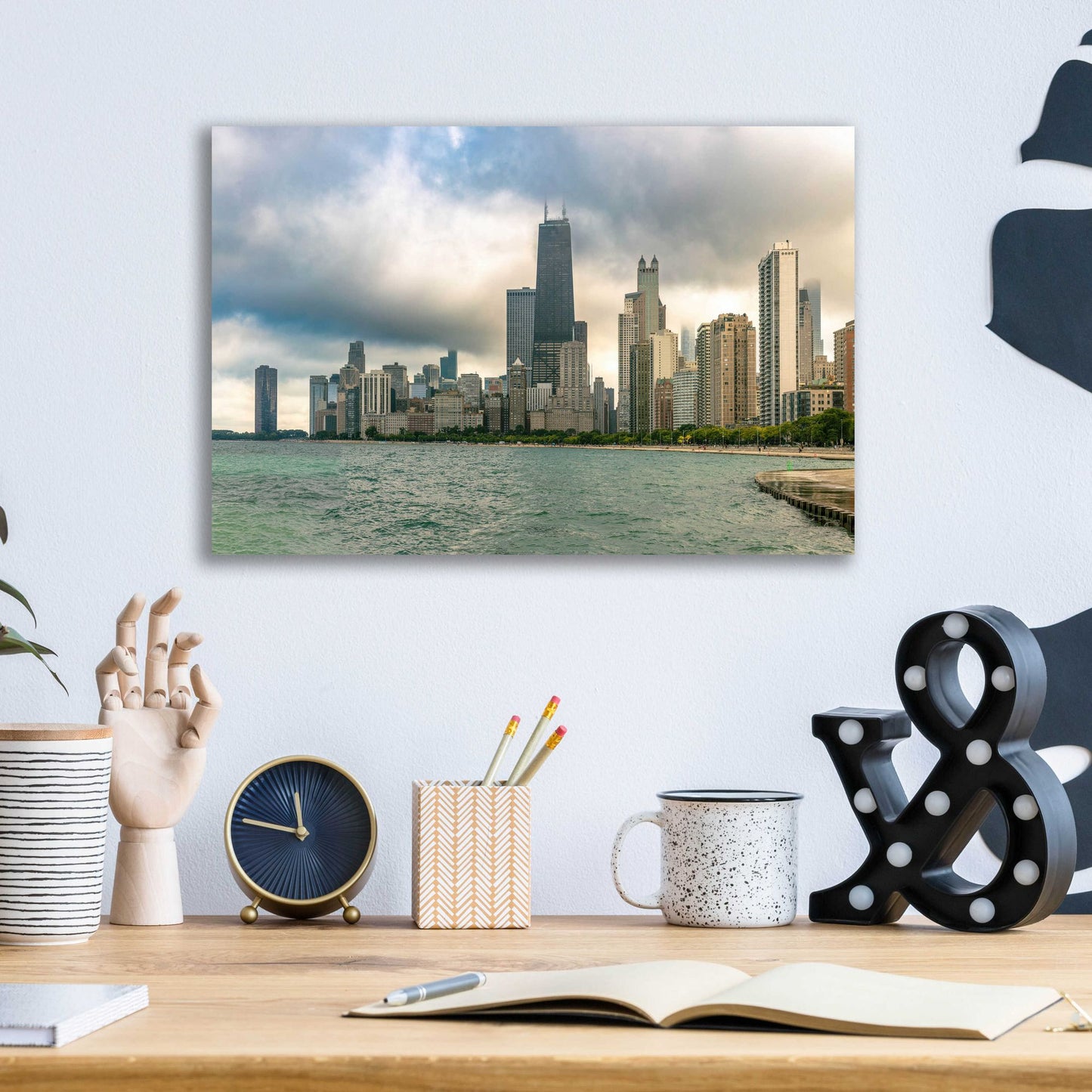 Epic Art 'Cloudy Chicago' by Epic Portfolio, Acrylic Glass Wall Art,16x12