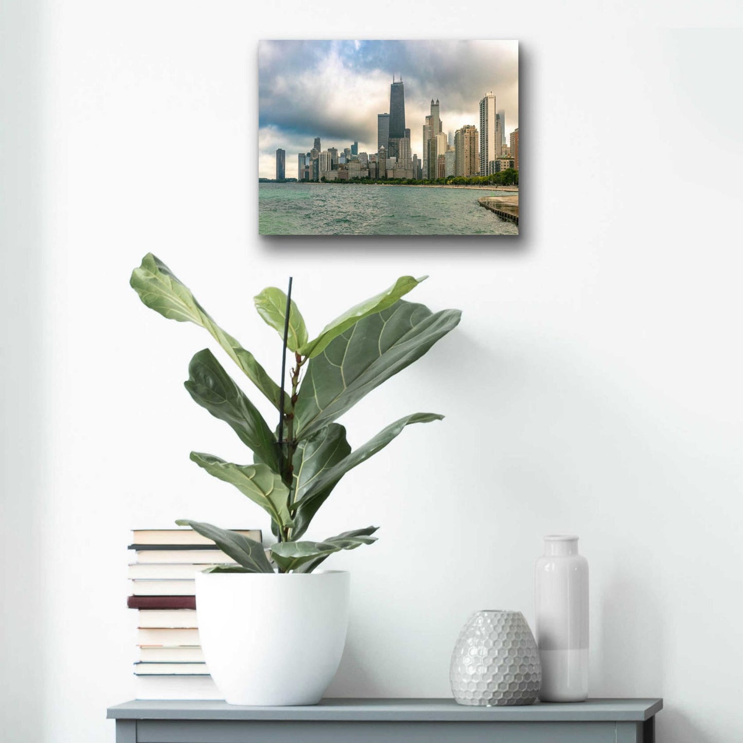 Epic Art 'Cloudy Chicago' by Epic Portfolio, Acrylic Glass Wall Art,16x12