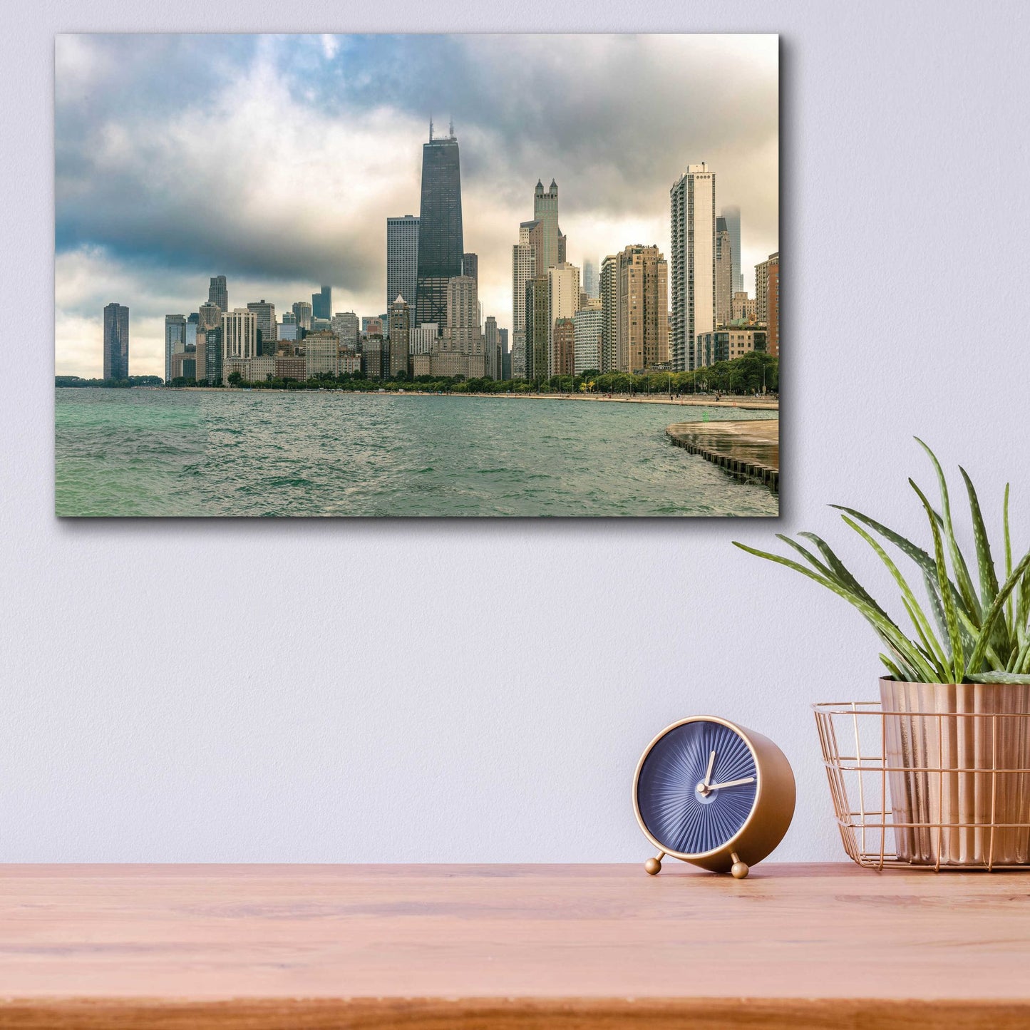 Epic Art 'Cloudy Chicago' by Epic Portfolio, Acrylic Glass Wall Art,16x12