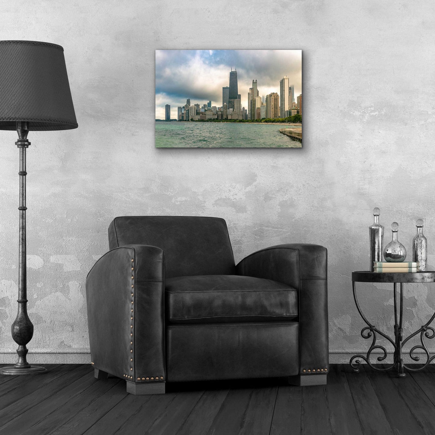 Epic Art 'Cloudy Chicago' by Epic Portfolio, Acrylic Glass Wall Art,24x16