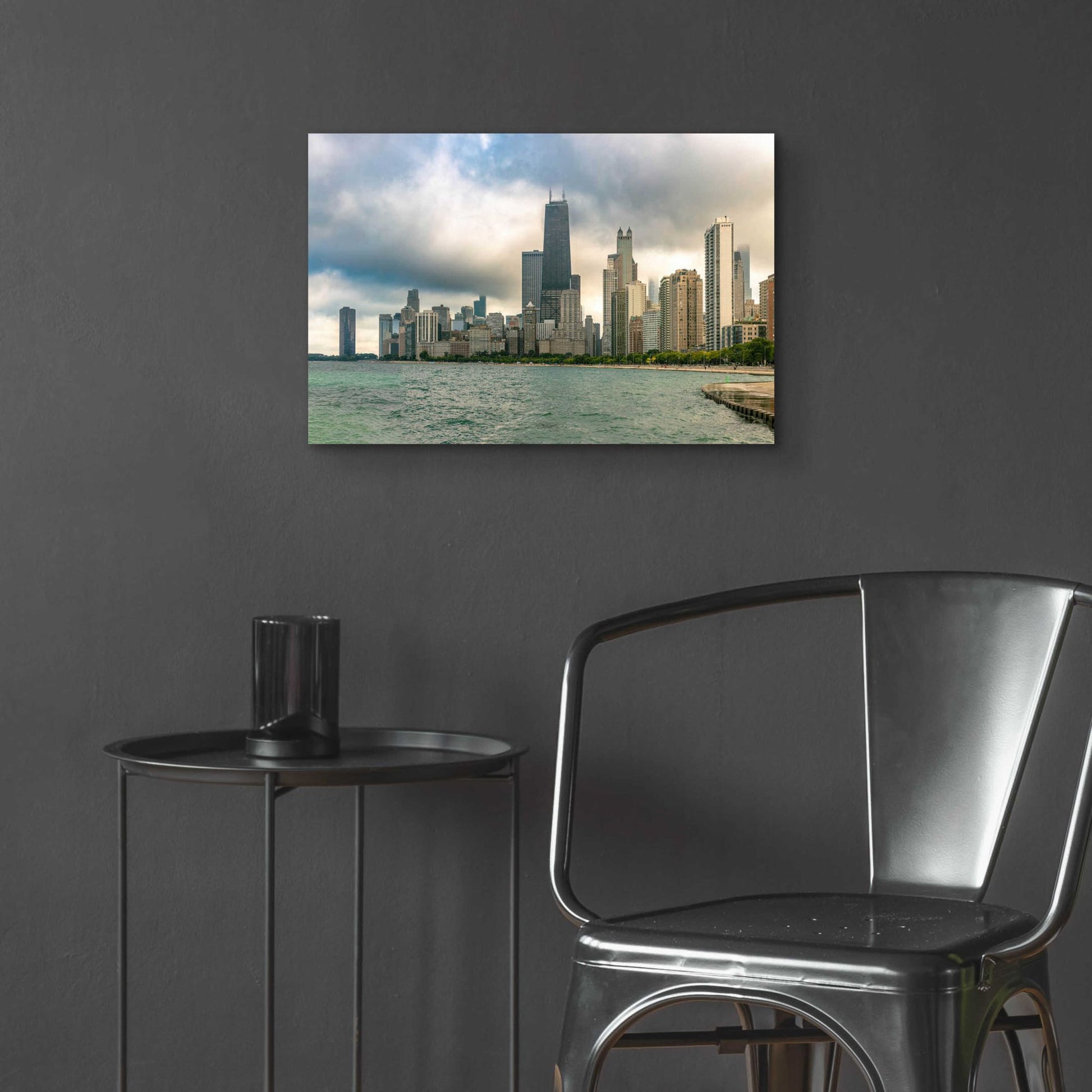 Epic Art 'Cloudy Chicago' by Epic Portfolio, Acrylic Glass Wall Art,24x16