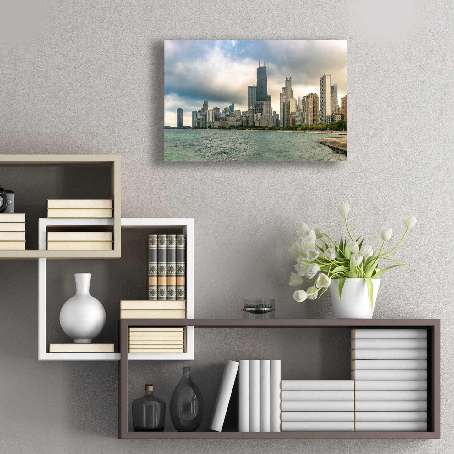 Epic Art 'Cloudy Chicago' by Epic Portfolio, Acrylic Glass Wall Art,24x16