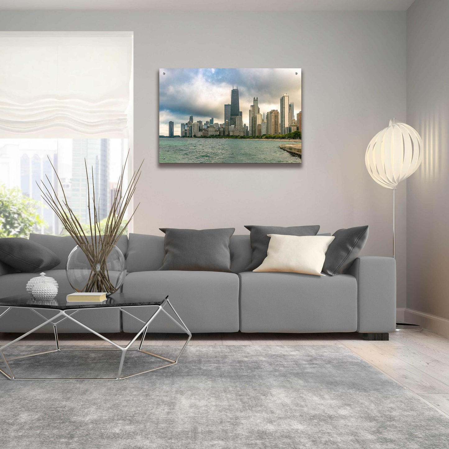 Epic Art 'Cloudy Chicago' by Epic Portfolio, Acrylic Glass Wall Art,36x24