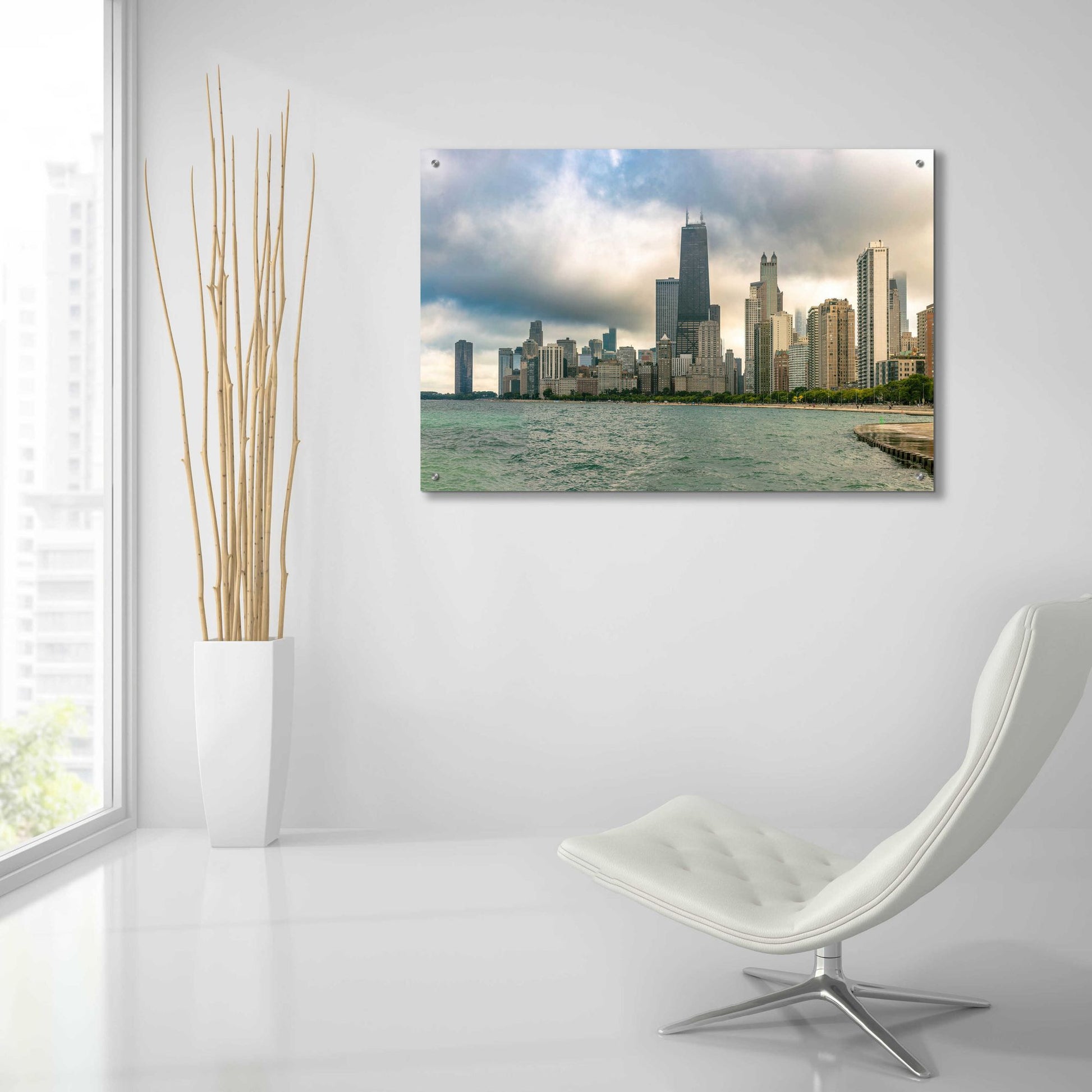 Epic Art 'Cloudy Chicago' by Epic Portfolio, Acrylic Glass Wall Art,36x24