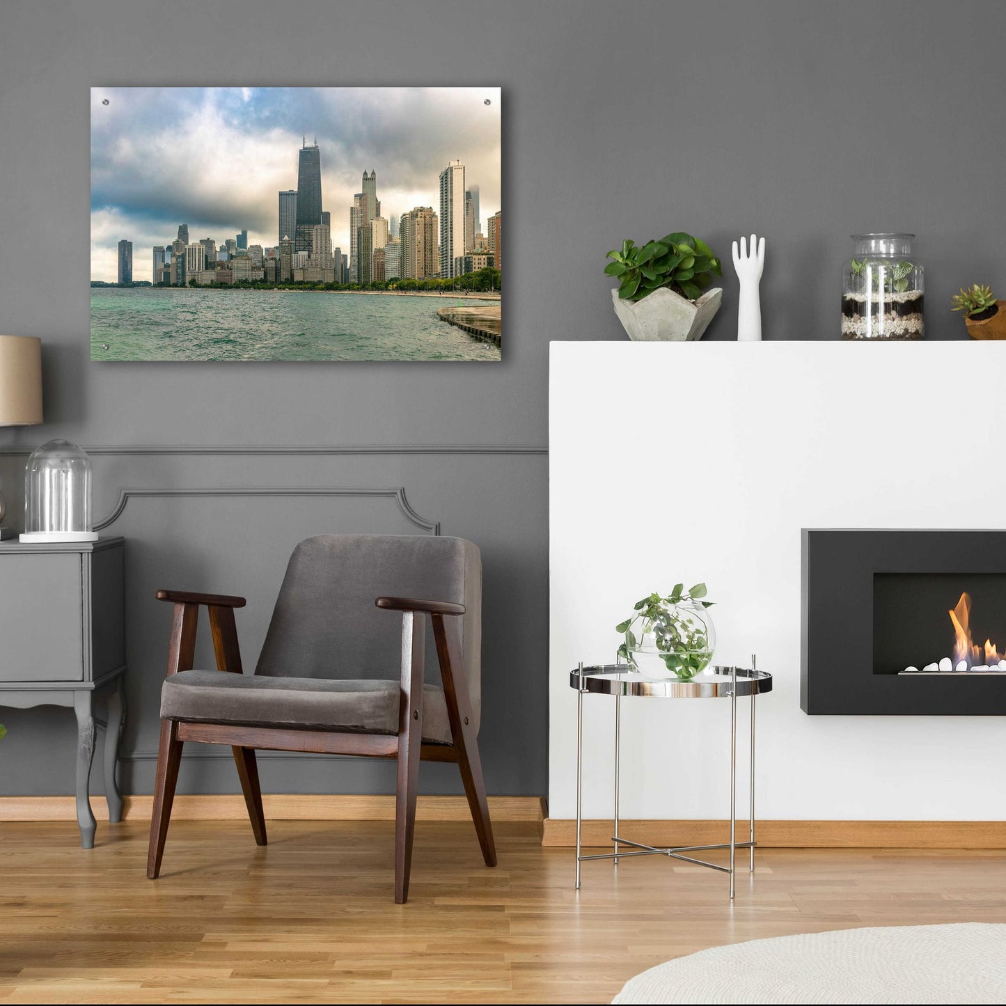 Epic Art 'Cloudy Chicago' by Epic Portfolio, Acrylic Glass Wall Art,36x24