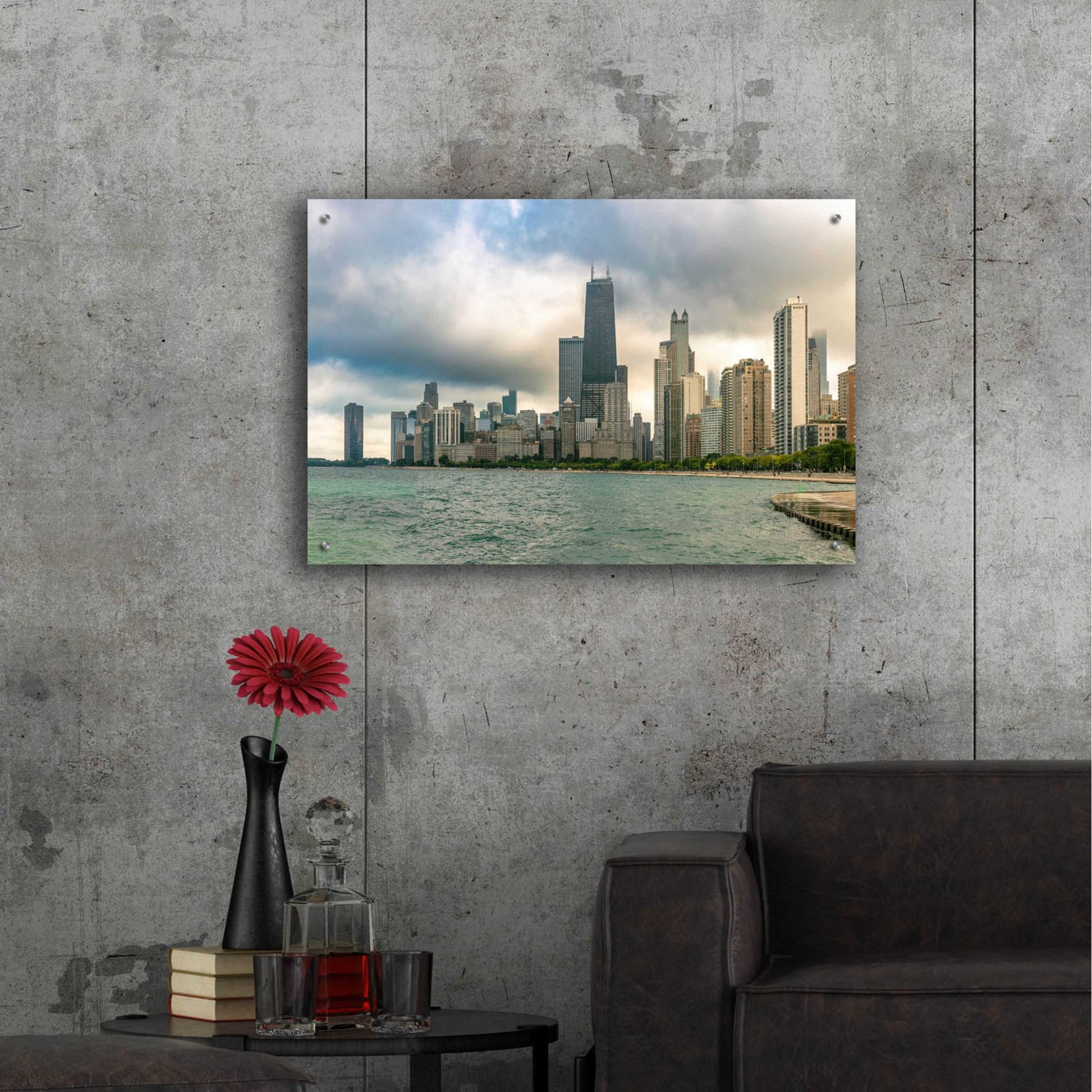 Epic Art 'Cloudy Chicago' by Epic Portfolio, Acrylic Glass Wall Art,36x24