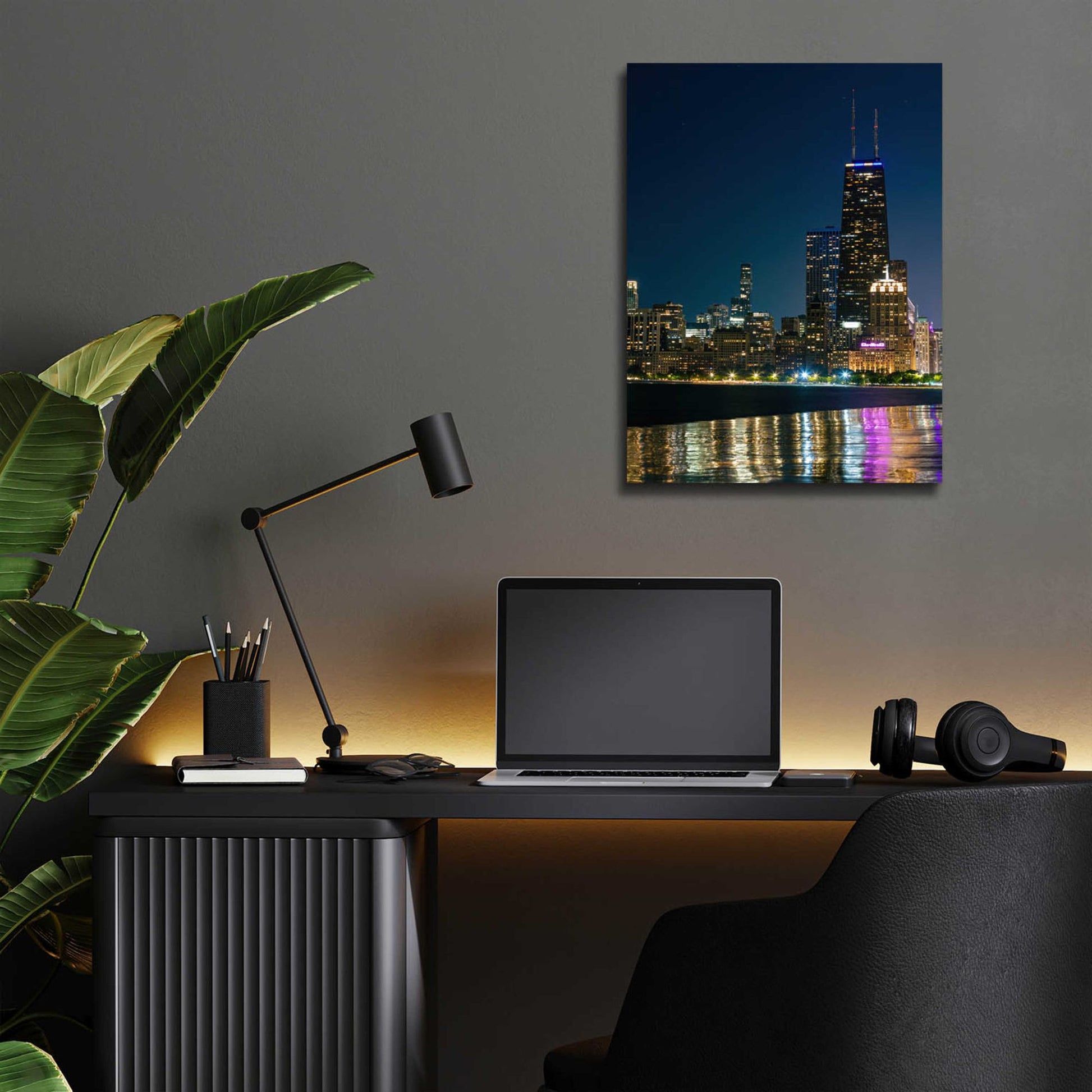 Epic Art 'Iconic Chicago Night' by Epic Portfolio, Acrylic Glass Wall Art,12x16