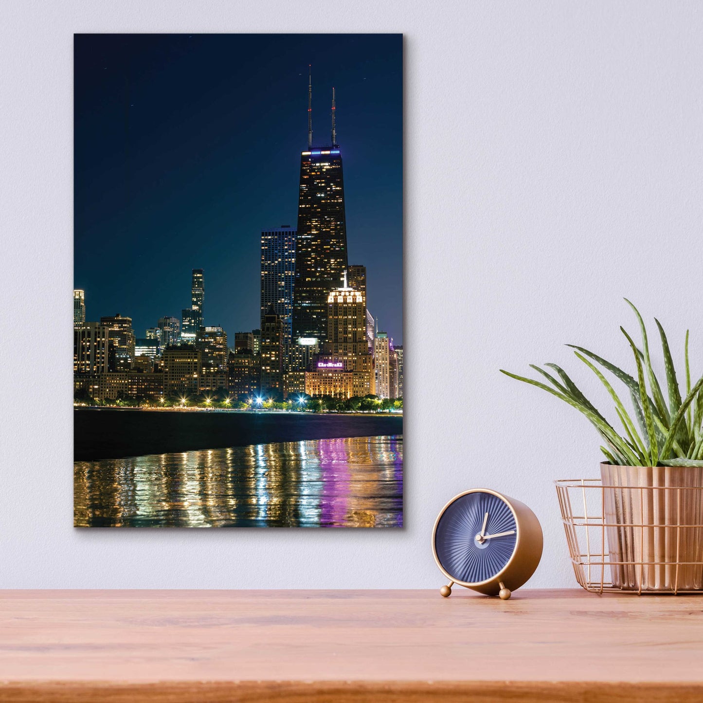 Epic Art 'Iconic Chicago Night' by Epic Portfolio, Acrylic Glass Wall Art,12x16