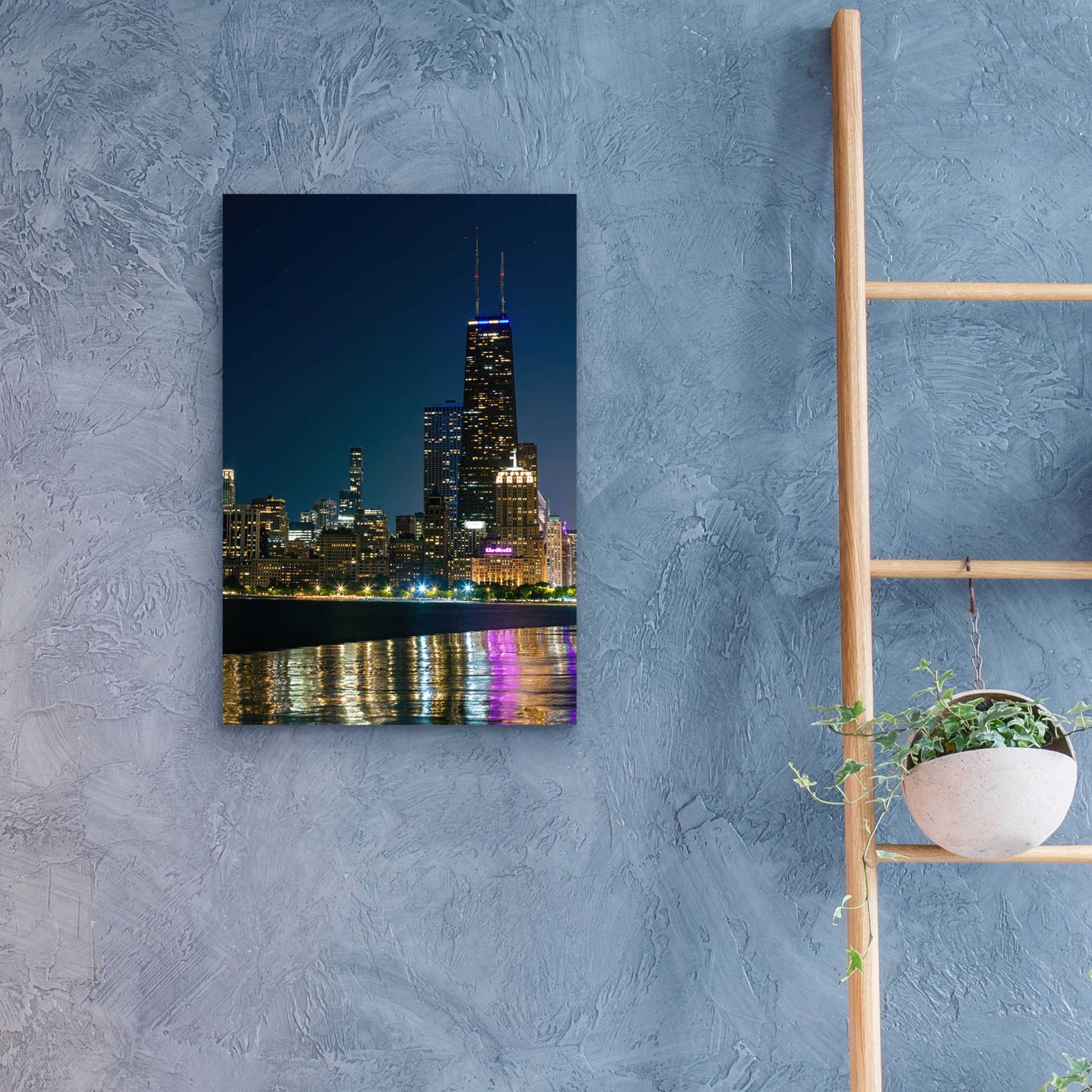 Epic Art 'Iconic Chicago Night' by Epic Portfolio, Acrylic Glass Wall Art,16x24