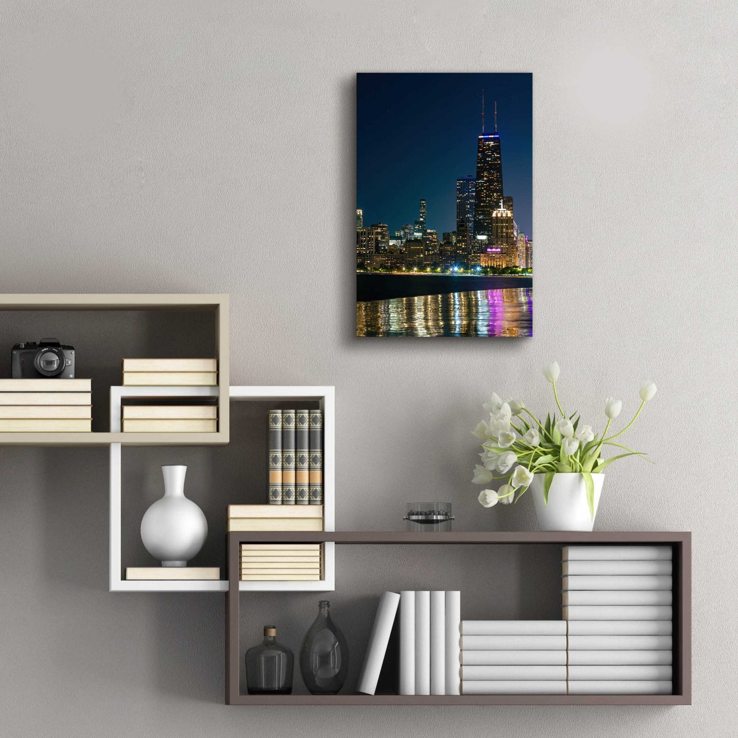 Epic Art 'Iconic Chicago Night' by Epic Portfolio, Acrylic Glass Wall Art,16x24