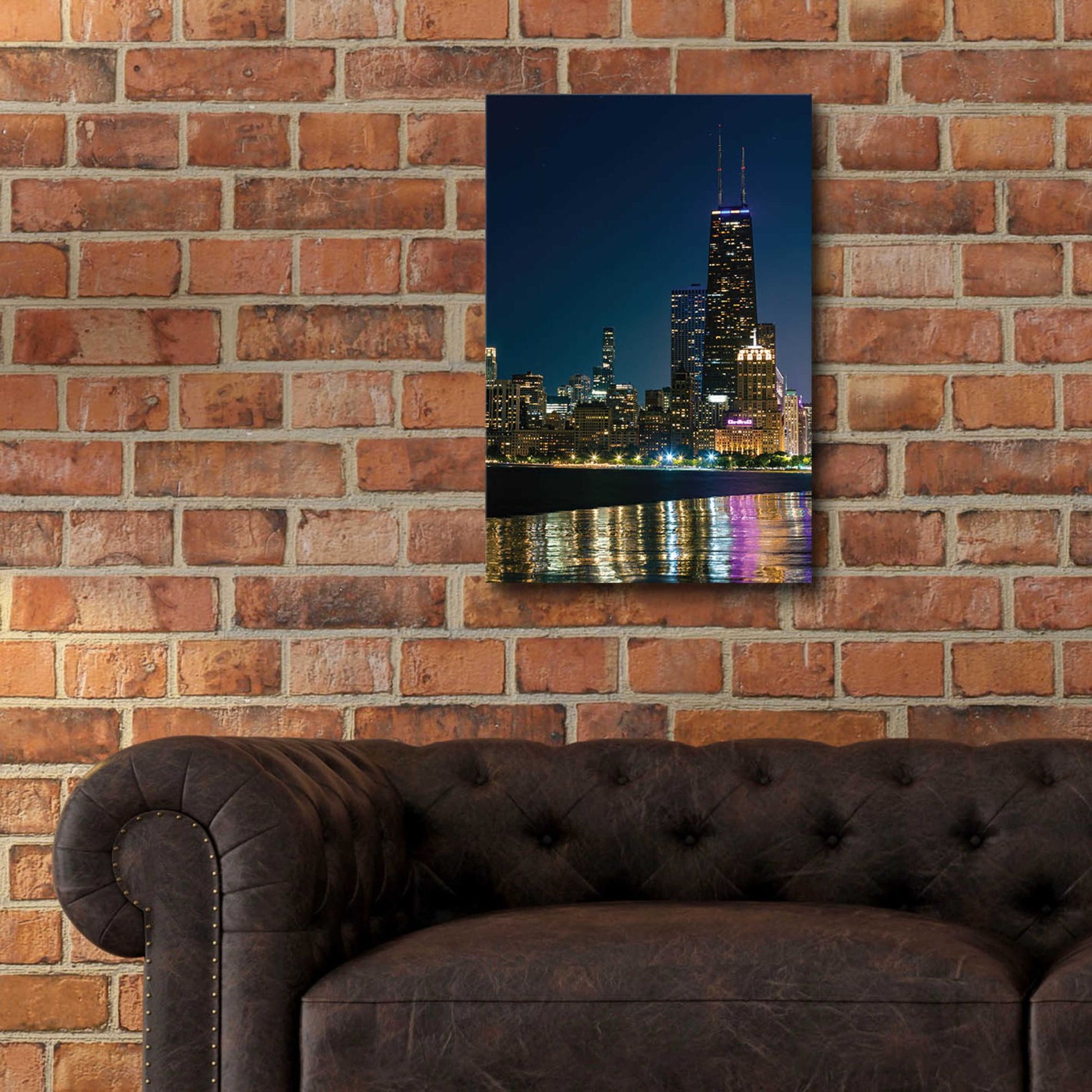 Epic Art 'Iconic Chicago Night' by Epic Portfolio, Acrylic Glass Wall Art,16x24