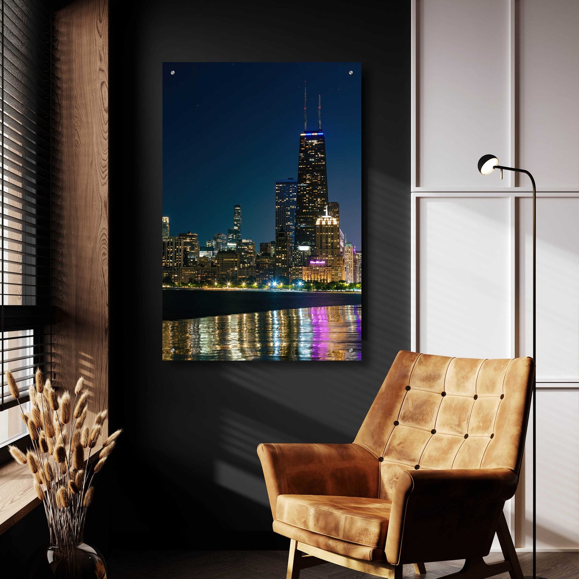 Epic Art 'Iconic Chicago Night' by Epic Portfolio, Acrylic Glass Wall Art,24x36