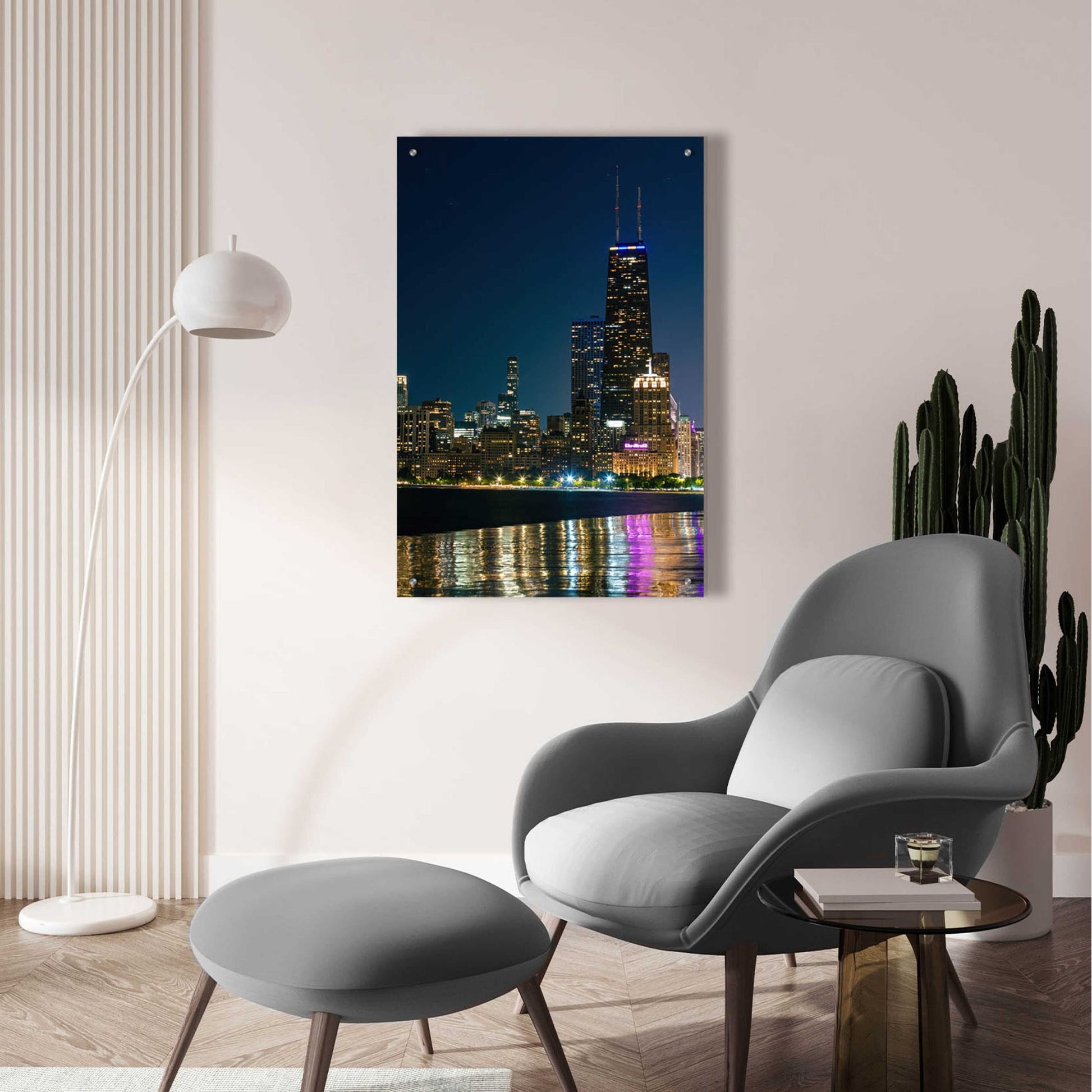 Epic Art 'Iconic Chicago Night' by Epic Portfolio, Acrylic Glass Wall Art,24x36