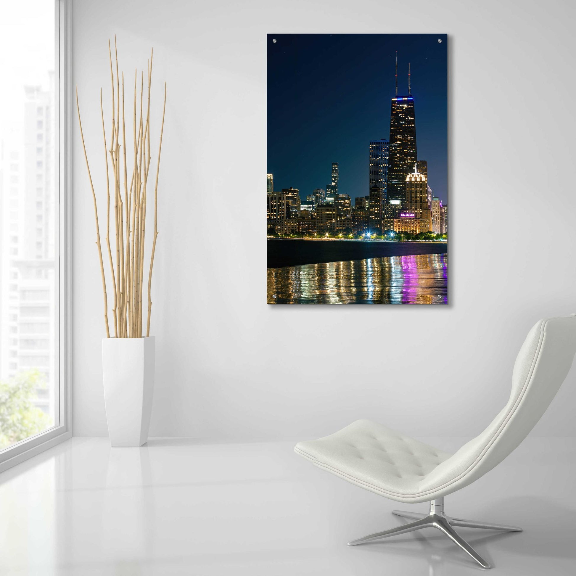 Epic Art 'Iconic Chicago Night' by Epic Portfolio, Acrylic Glass Wall Art,24x36