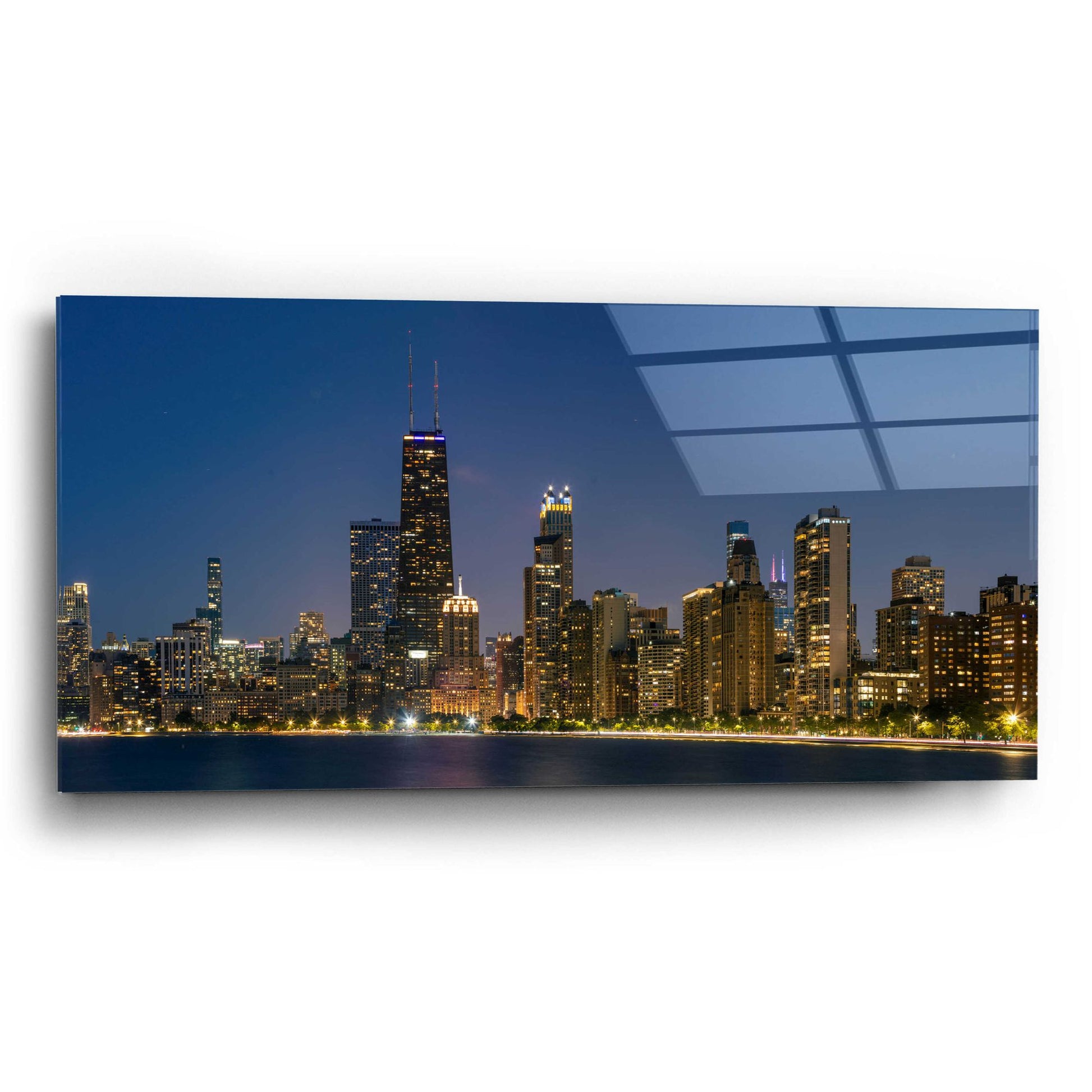 Epic Art 'Night Night Chicago' by Epic Portfolio, Acrylic Glass Wall Art,24x12