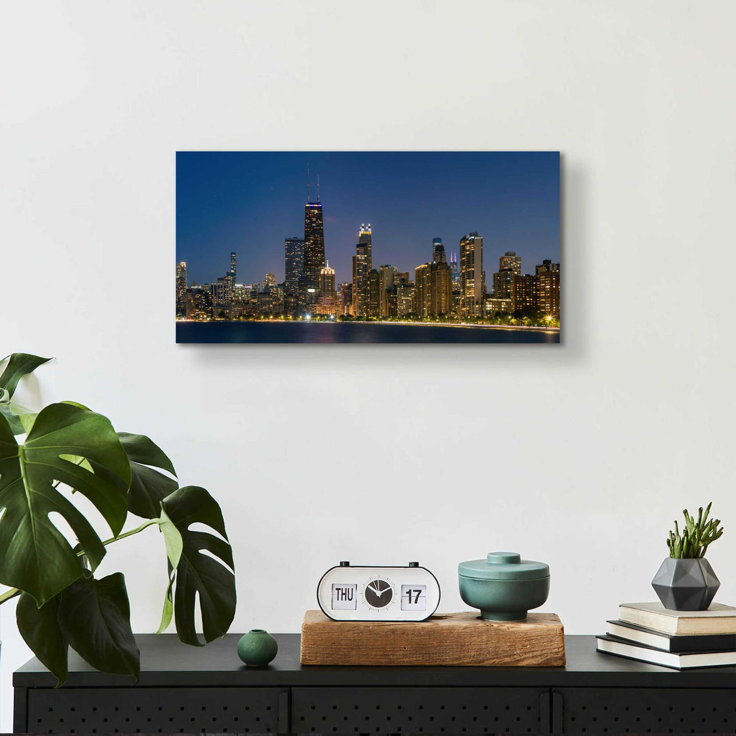 Epic Art 'Night Night Chicago' by Epic Portfolio, Acrylic Glass Wall Art,24x12