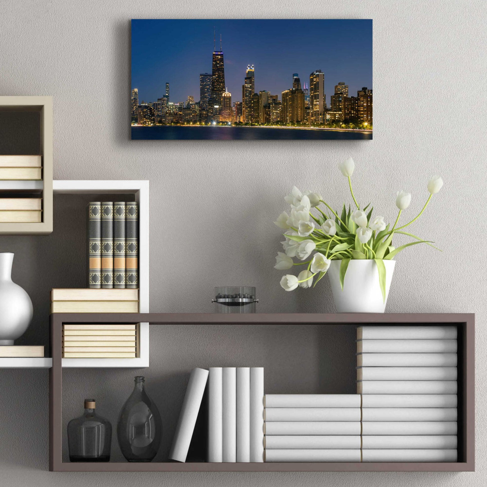 Epic Art 'Night Night Chicago' by Epic Portfolio, Acrylic Glass Wall Art,24x12