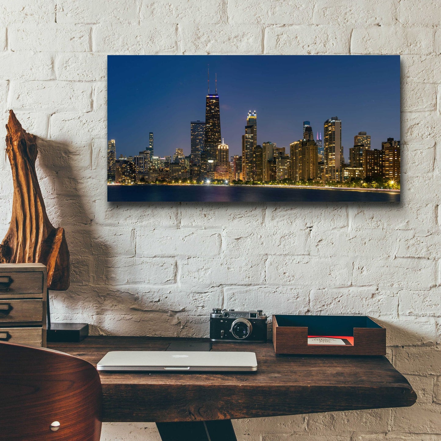 Epic Art 'Night Night Chicago' by Epic Portfolio, Acrylic Glass Wall Art,24x12