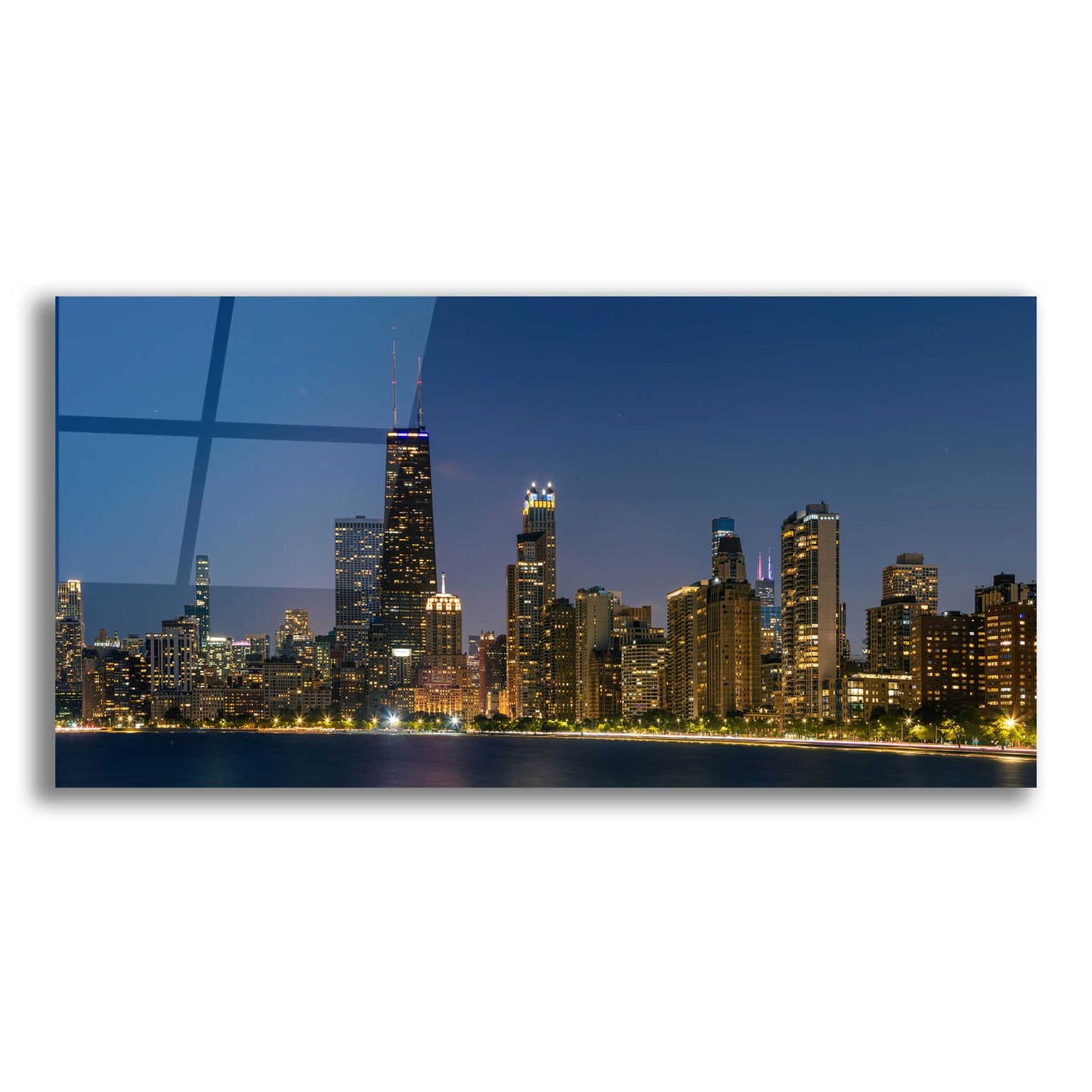 Epic Art 'Night Night Chicago' by Epic Portfolio, Acrylic Glass Wall Art,24x12