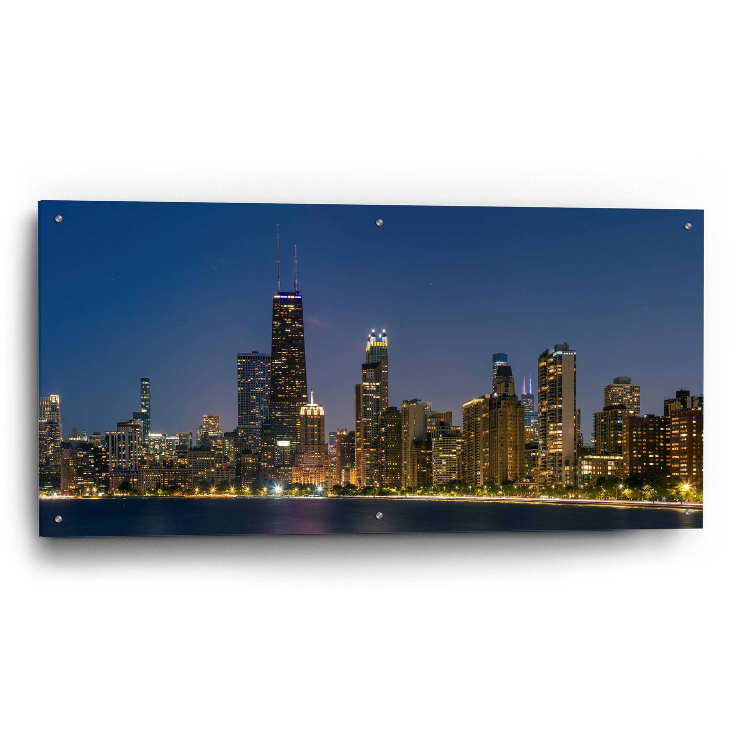 Epic Art 'Night Night Chicago' by Epic Portfolio, Acrylic Glass Wall Art,48x24