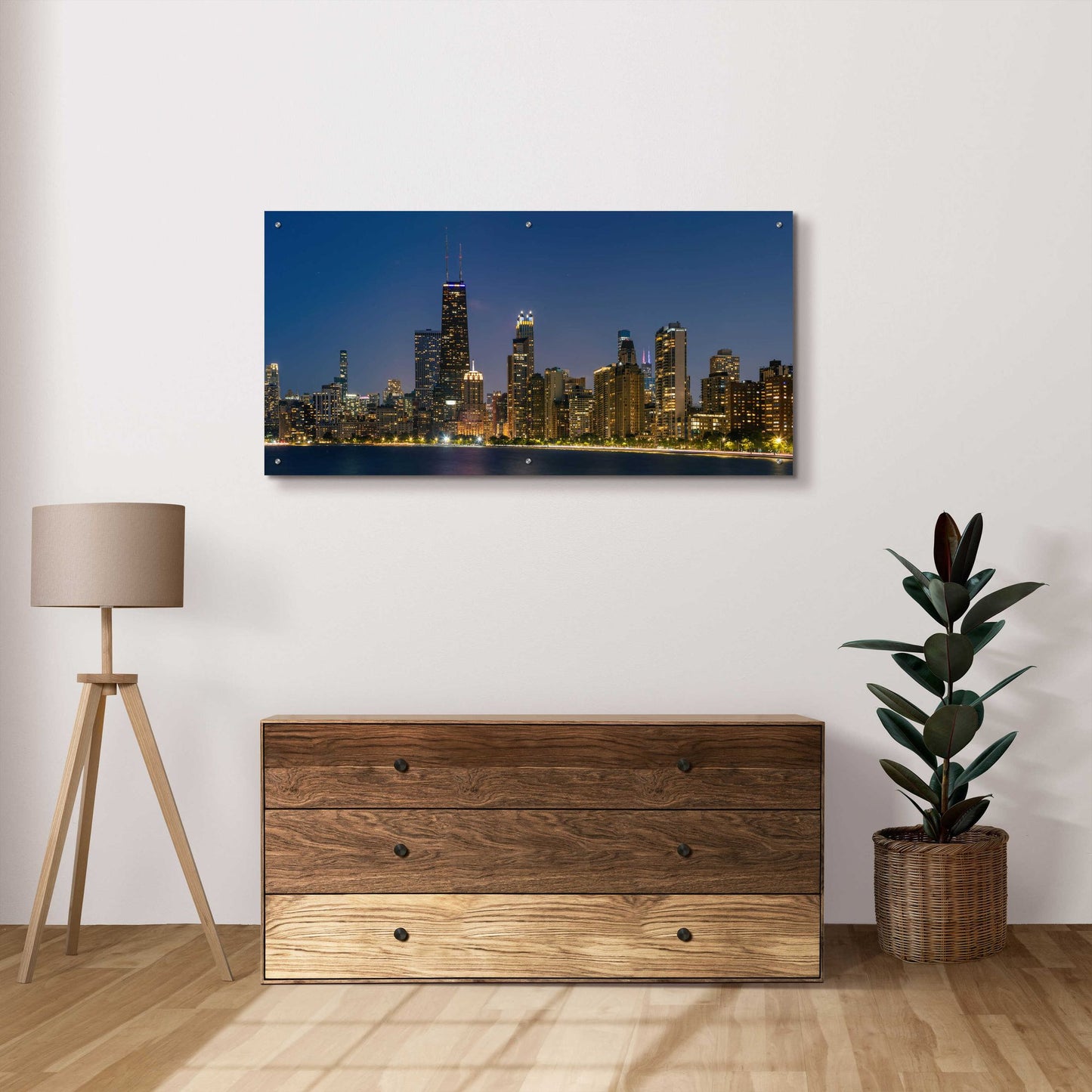 Epic Art 'Night Night Chicago' by Epic Portfolio, Acrylic Glass Wall Art,48x24