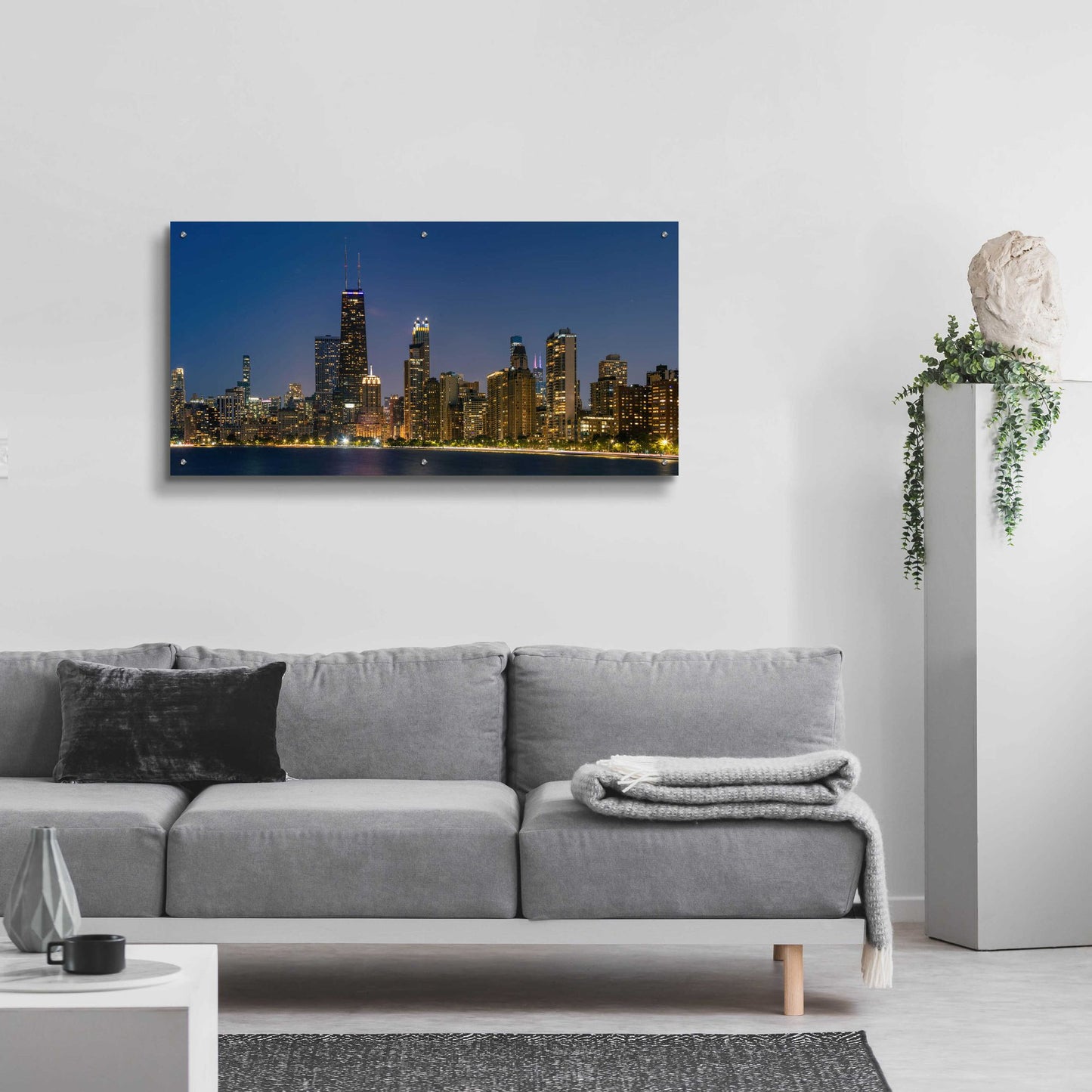 Epic Art 'Night Night Chicago' by Epic Portfolio, Acrylic Glass Wall Art,48x24