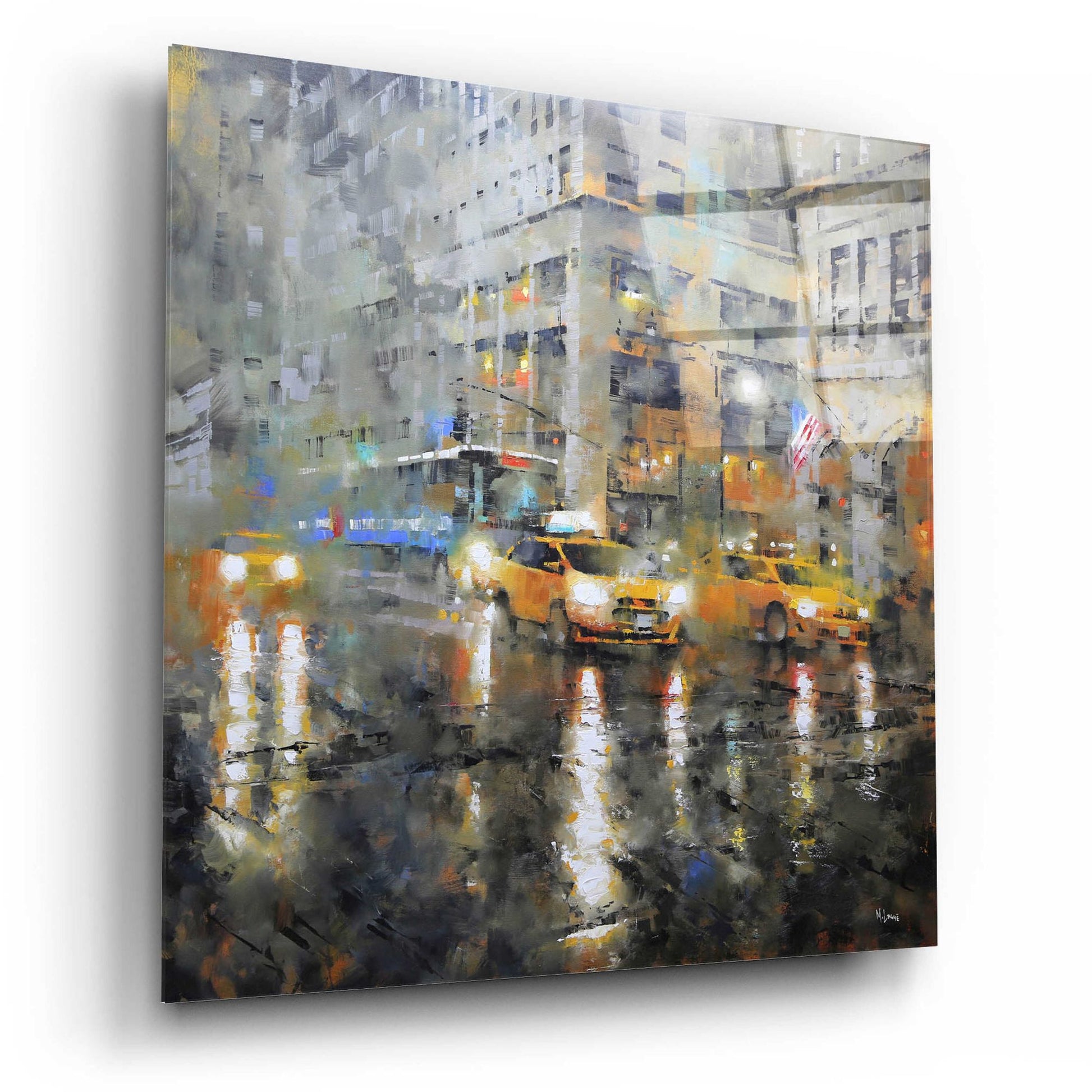 Epic Art 'Manhattan Orange Rain' by Mark Lague, Acrylic Glass Wall Art,12x12