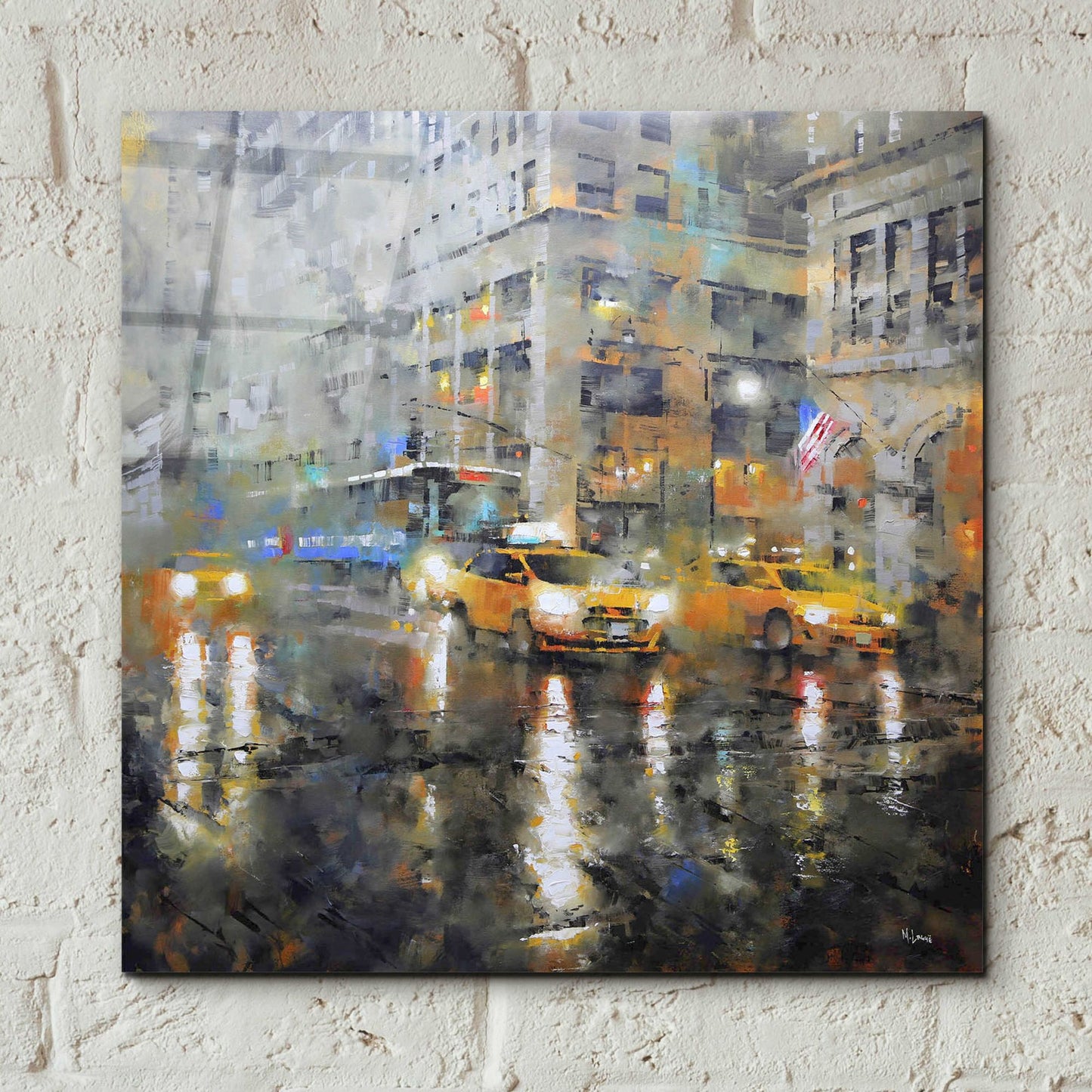 Epic Art 'Manhattan Orange Rain' by Mark Lague, Acrylic Glass Wall Art,12x12