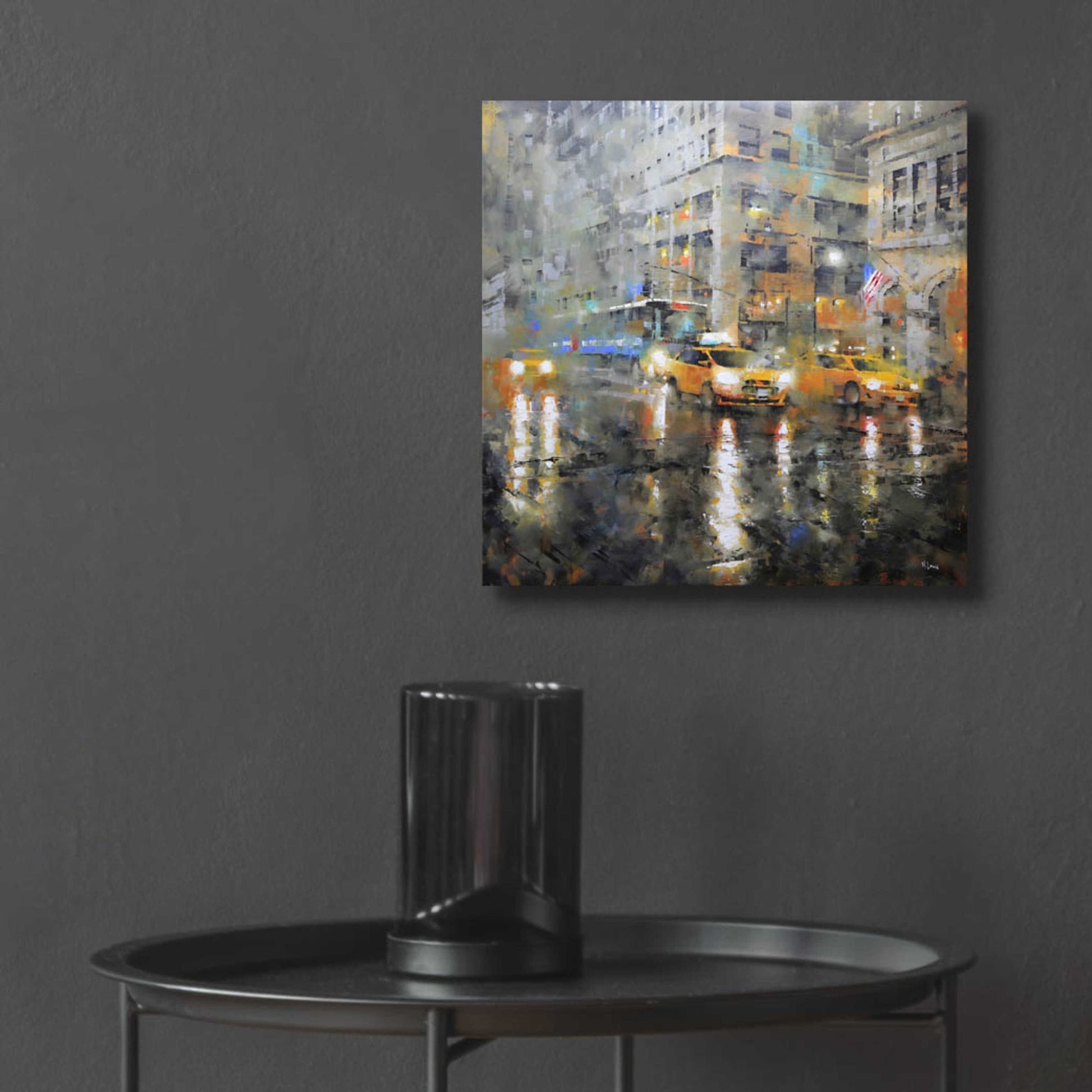 Epic Art 'Manhattan Orange Rain' by Mark Lague, Acrylic Glass Wall Art,12x12