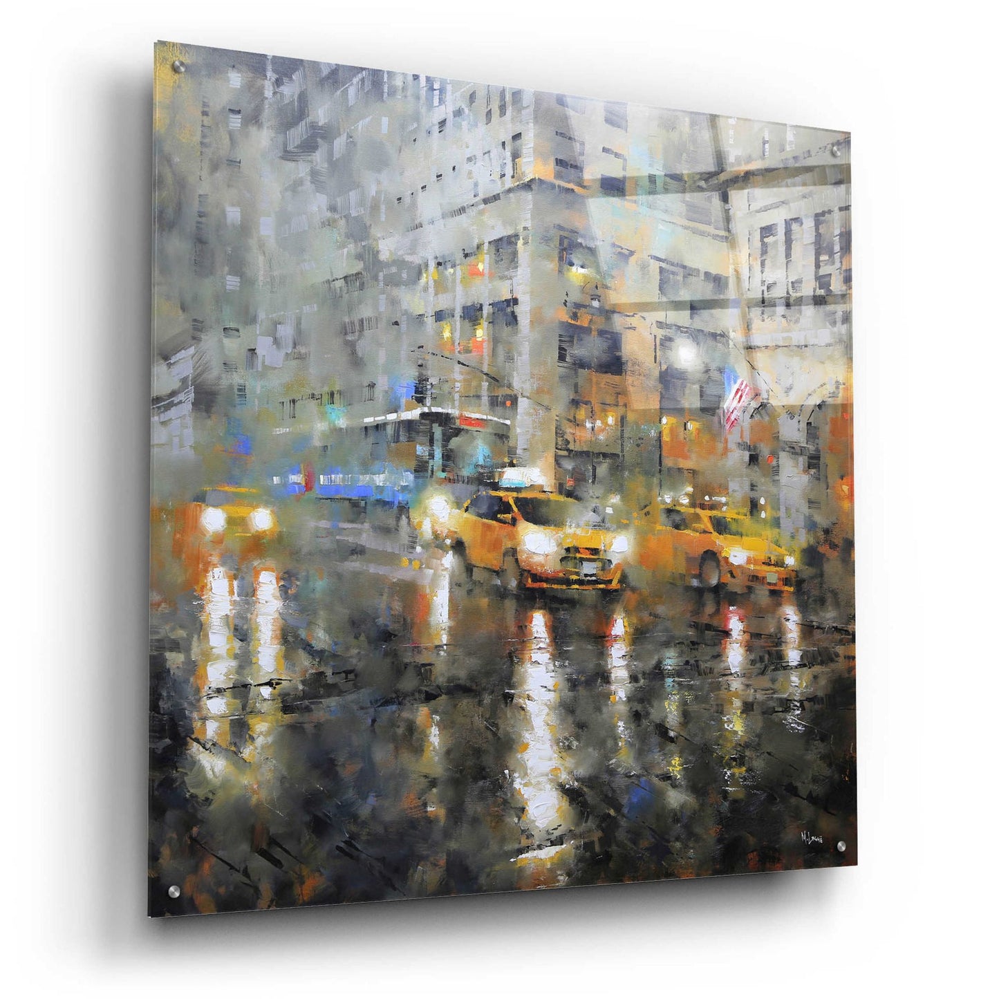 Epic Art 'Manhattan Orange Rain' by Mark Lague, Acrylic Glass Wall Art,36x36