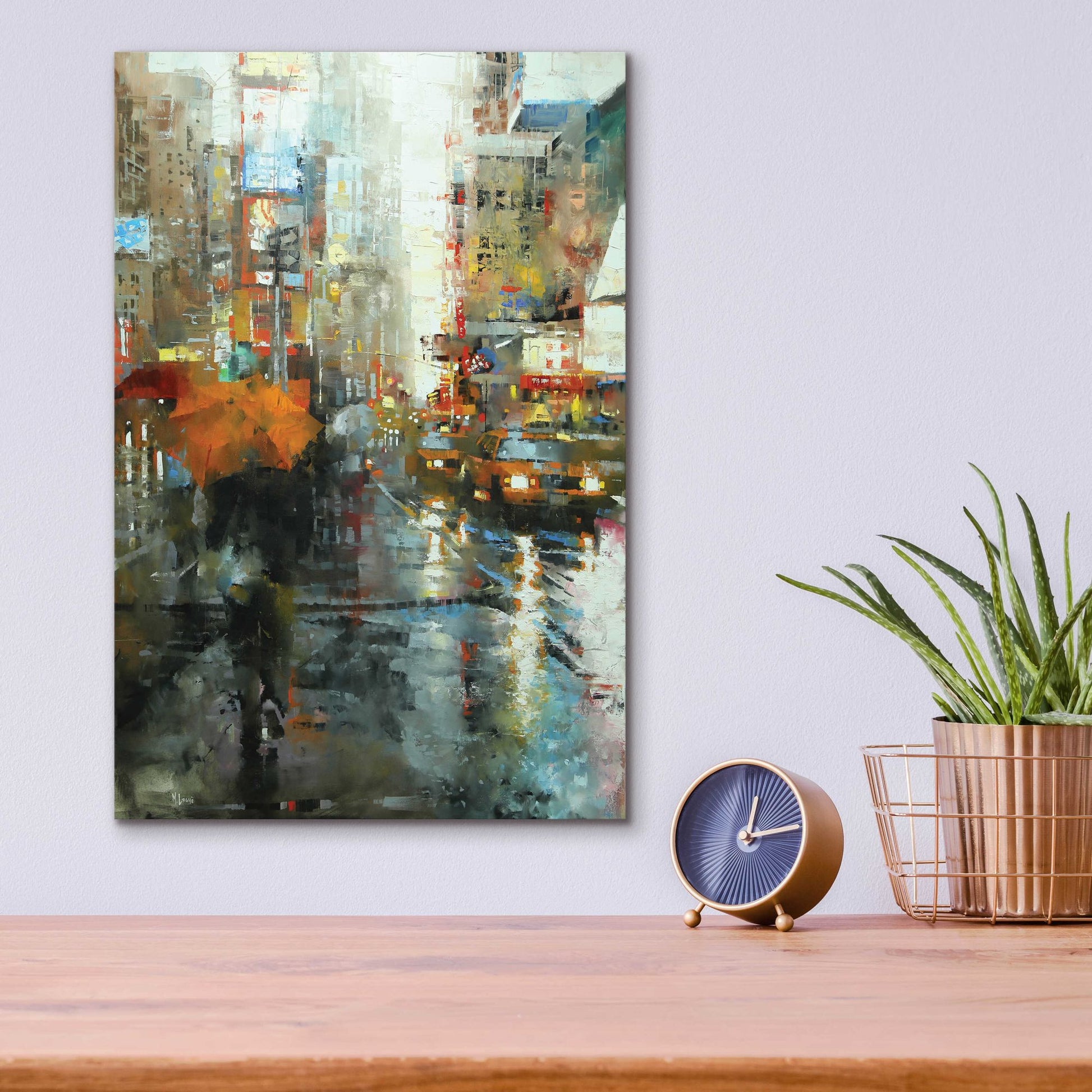 Epic Art 'Manhattan Orange Umbrella' by Mark Lague, Acrylic Glass Wall Art,12x16