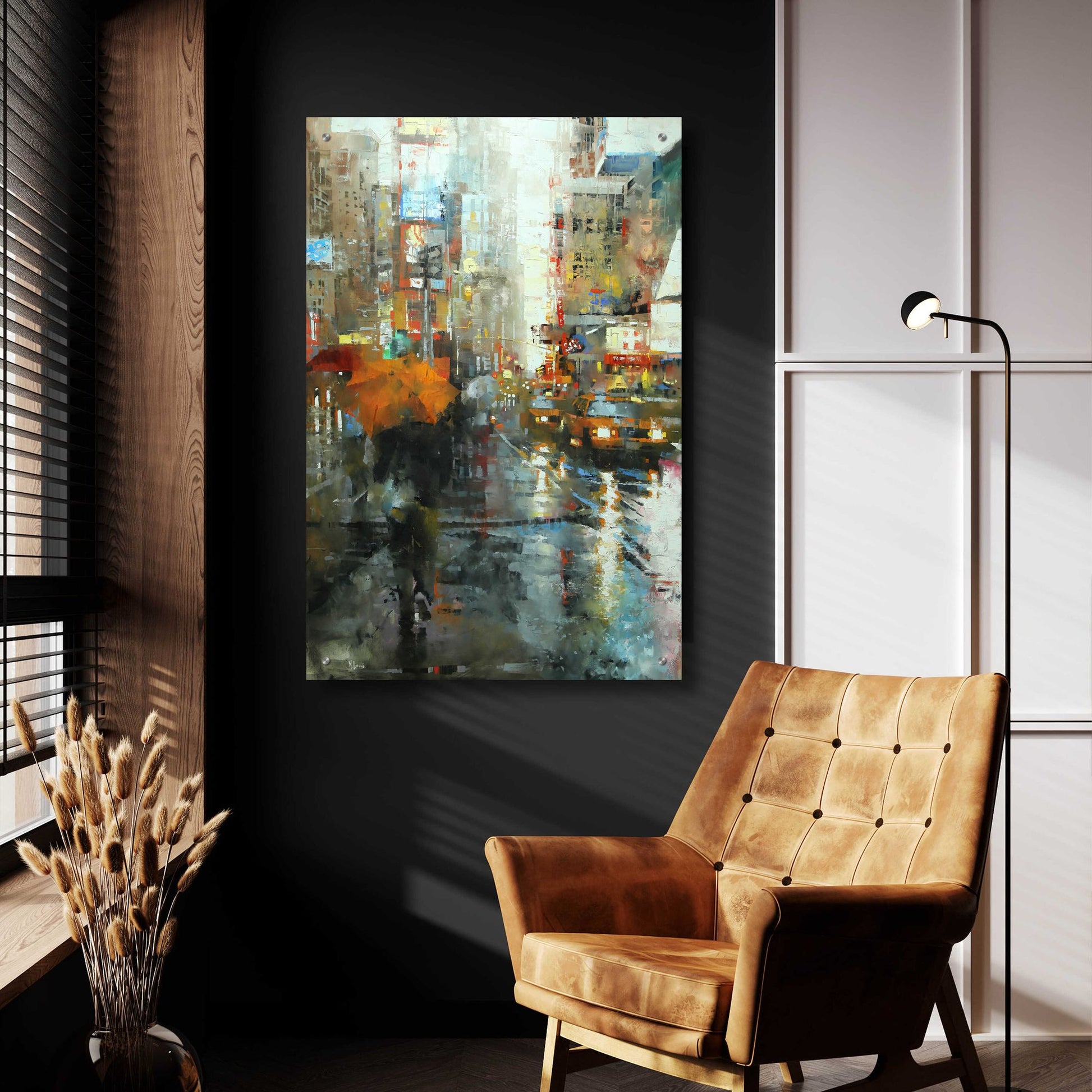 Epic Art 'Manhattan Orange Umbrella' by Mark Lague, Acrylic Glass Wall Art,24x36