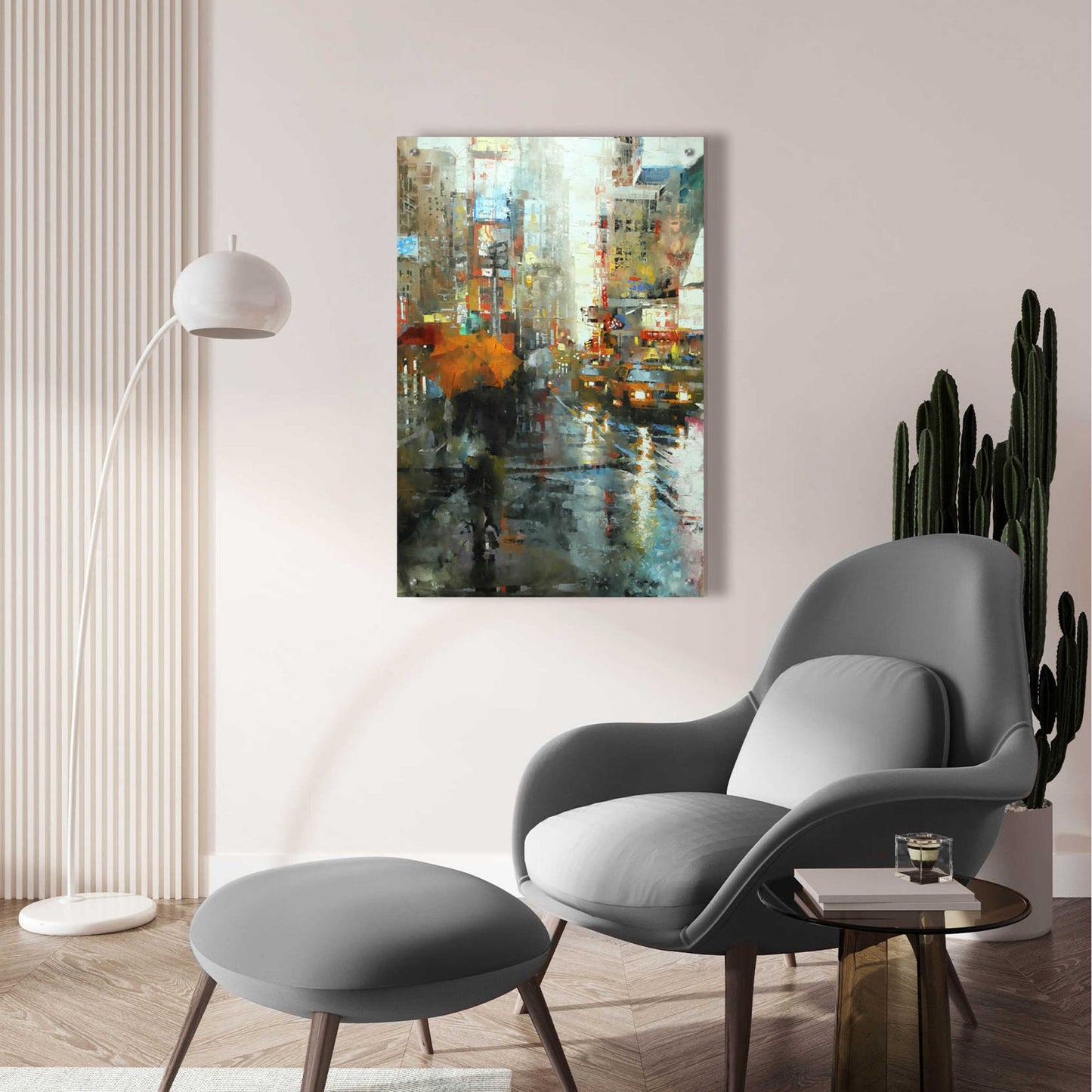 Epic Art 'Manhattan Orange Umbrella' by Mark Lague, Acrylic Glass Wall Art,24x36