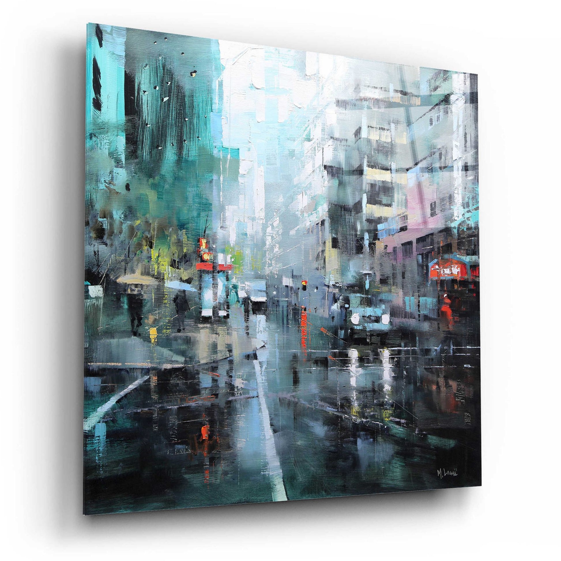 Epic Art 'Montreal Turquoise Rain' by Mark Lague, Acrylic Glass Wall Art,12x12