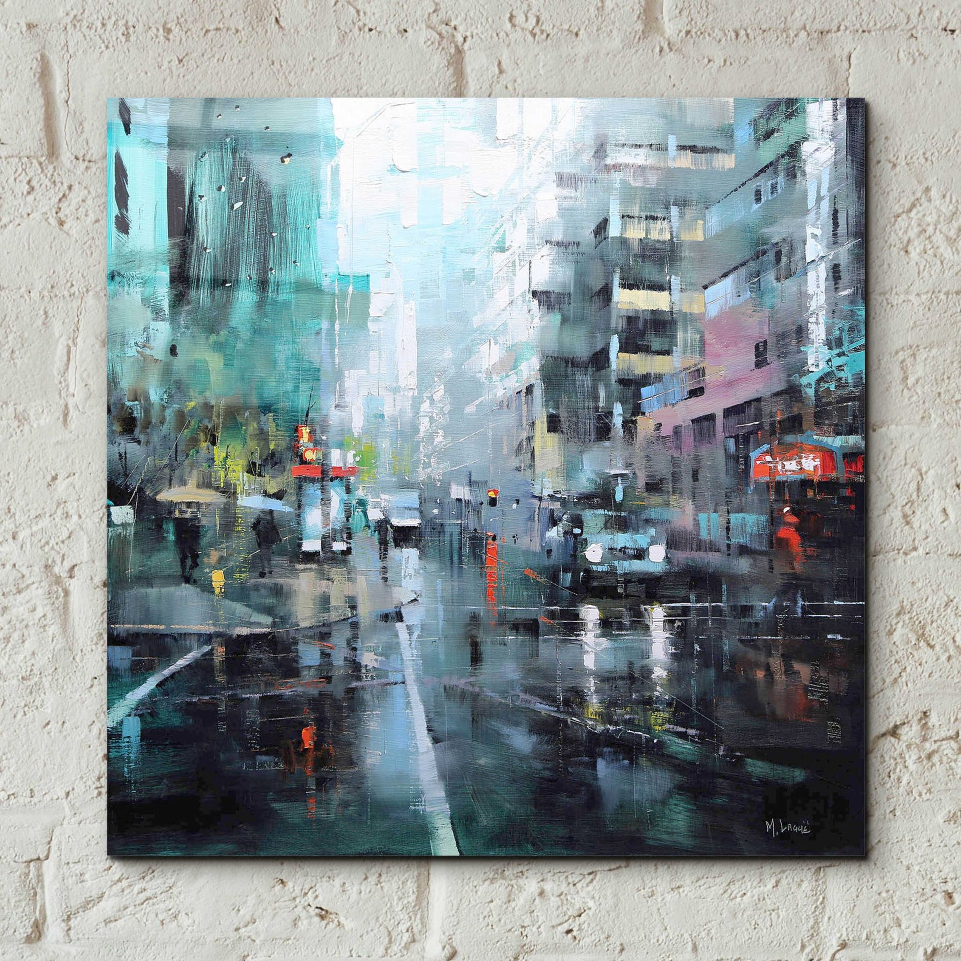 Epic Art 'Montreal Turquoise Rain' by Mark Lague, Acrylic Glass Wall Art,12x12