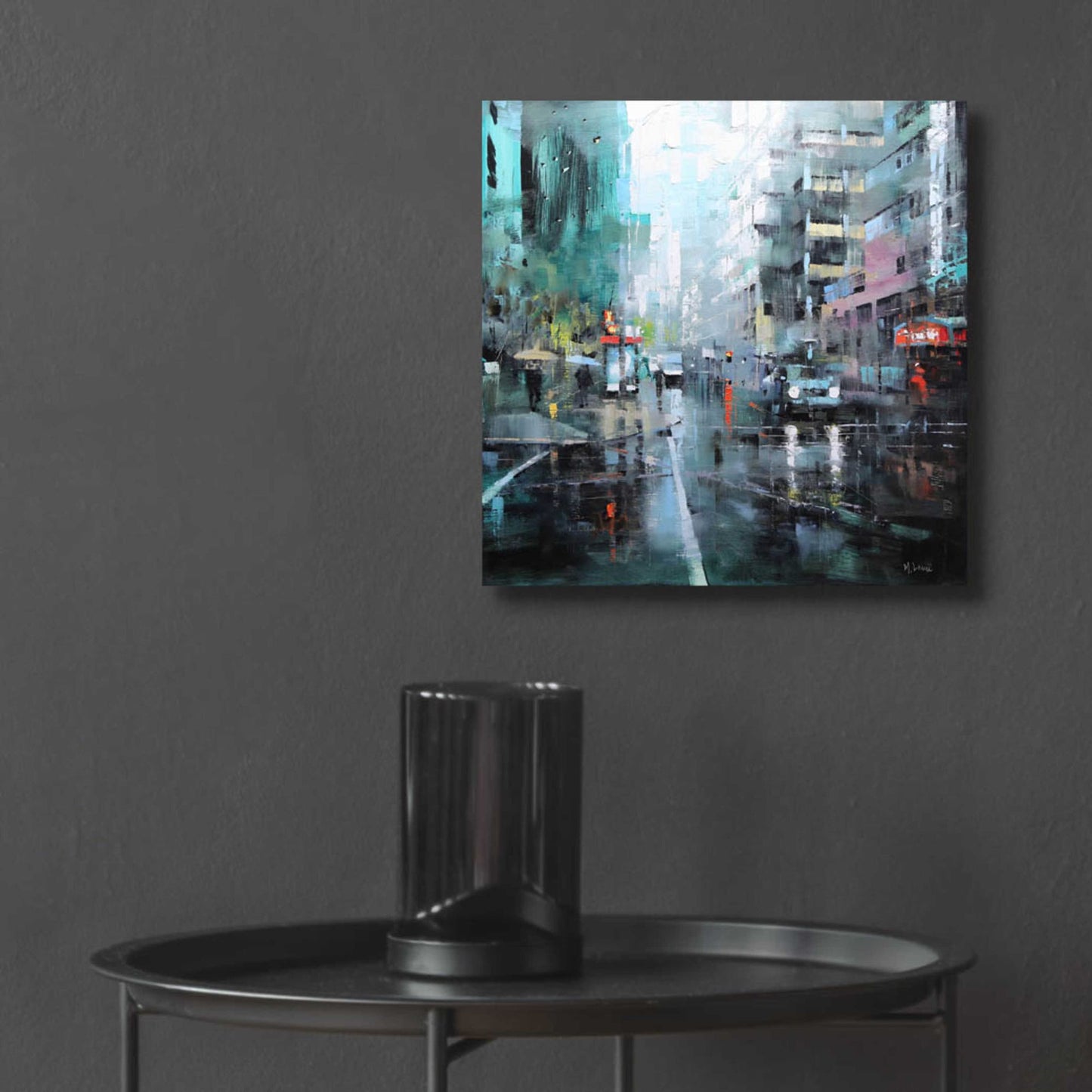 Epic Art 'Montreal Turquoise Rain' by Mark Lague, Acrylic Glass Wall Art,12x12