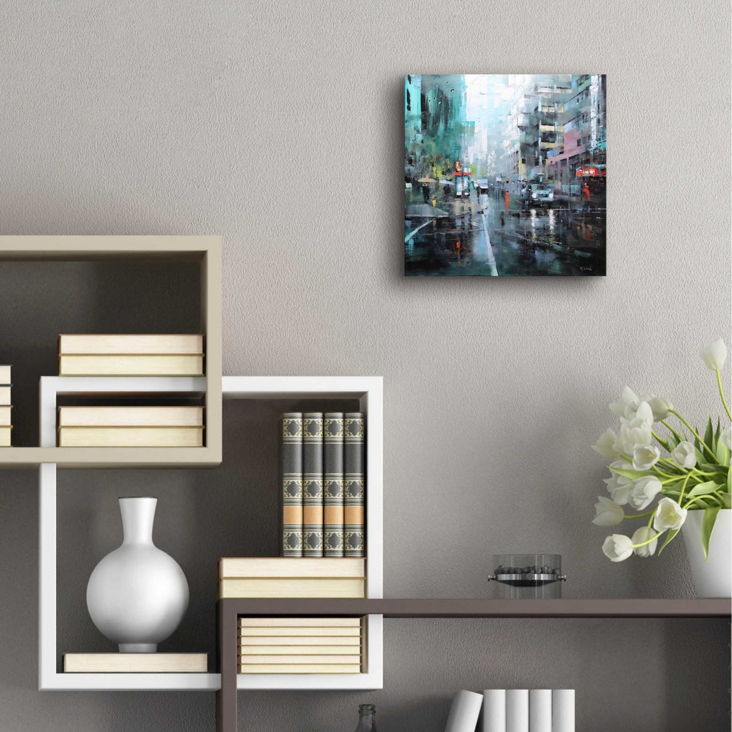 Epic Art 'Montreal Turquoise Rain' by Mark Lague, Acrylic Glass Wall Art,12x12