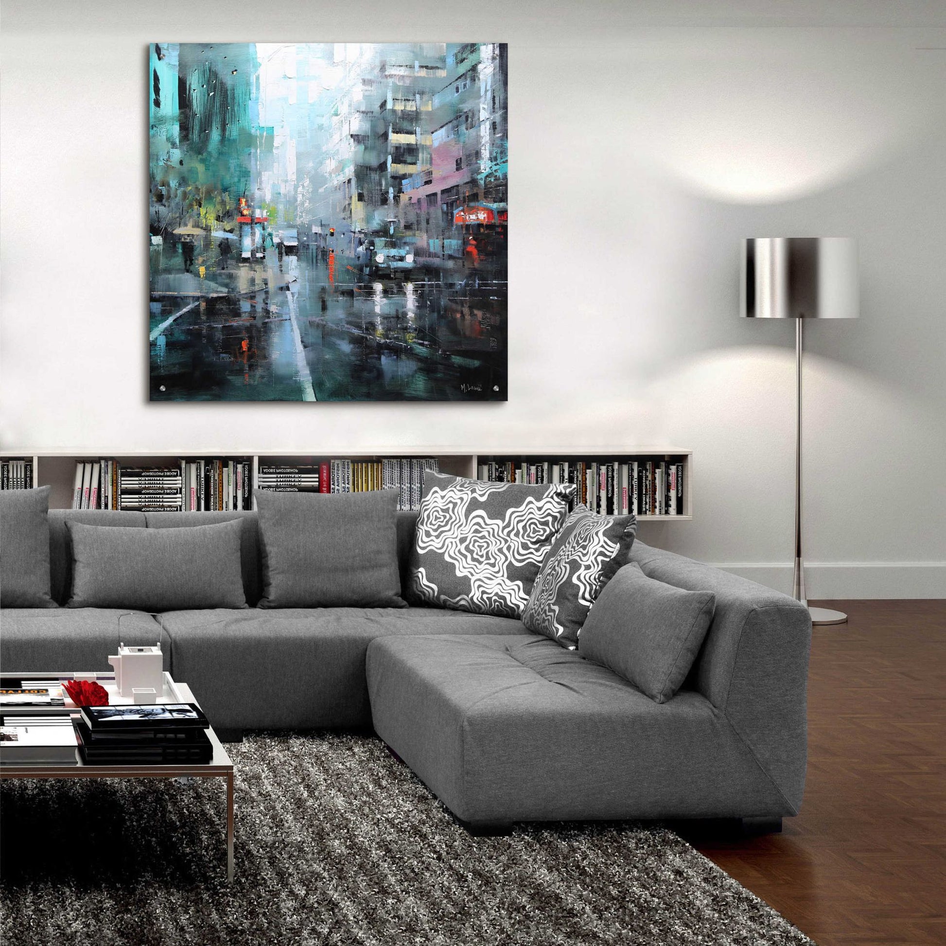 Epic Art 'Montreal Turquoise Rain' by Mark Lague, Acrylic Glass Wall Art,36x36