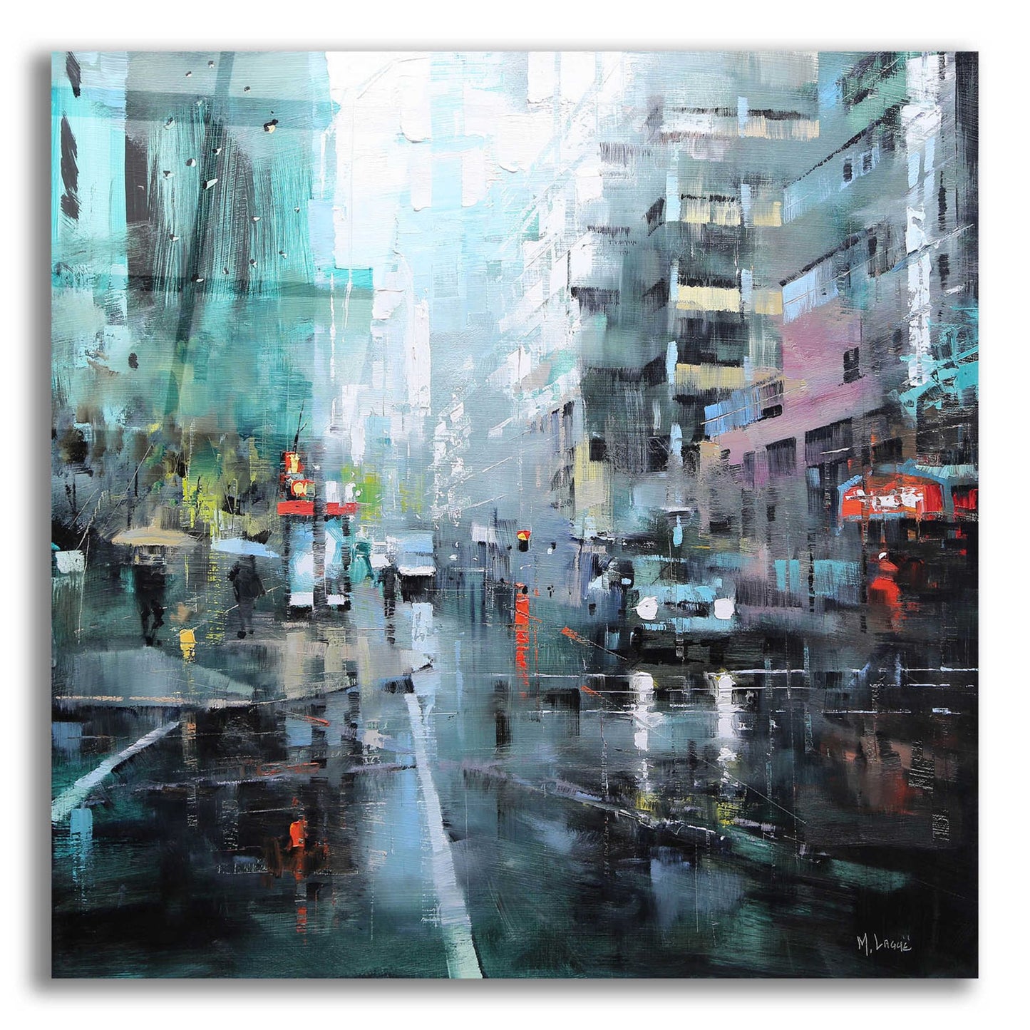 Epic Art 'Montreal Turquoise Rain' by Mark Lague, Acrylic Glass Wall Art