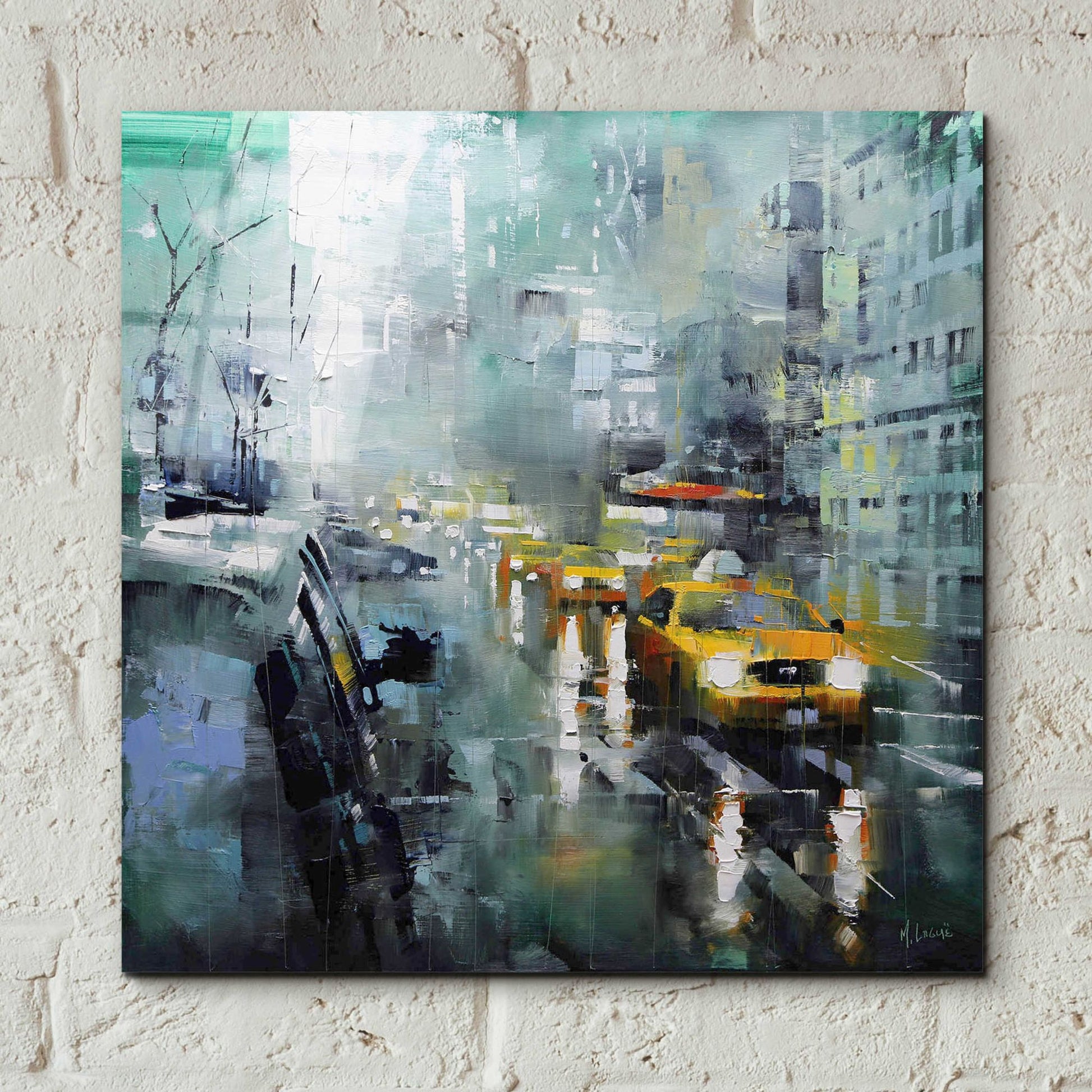 Epic Art 'New York Rain' by Mark Lague, Acrylic Glass Wall Art,12x12