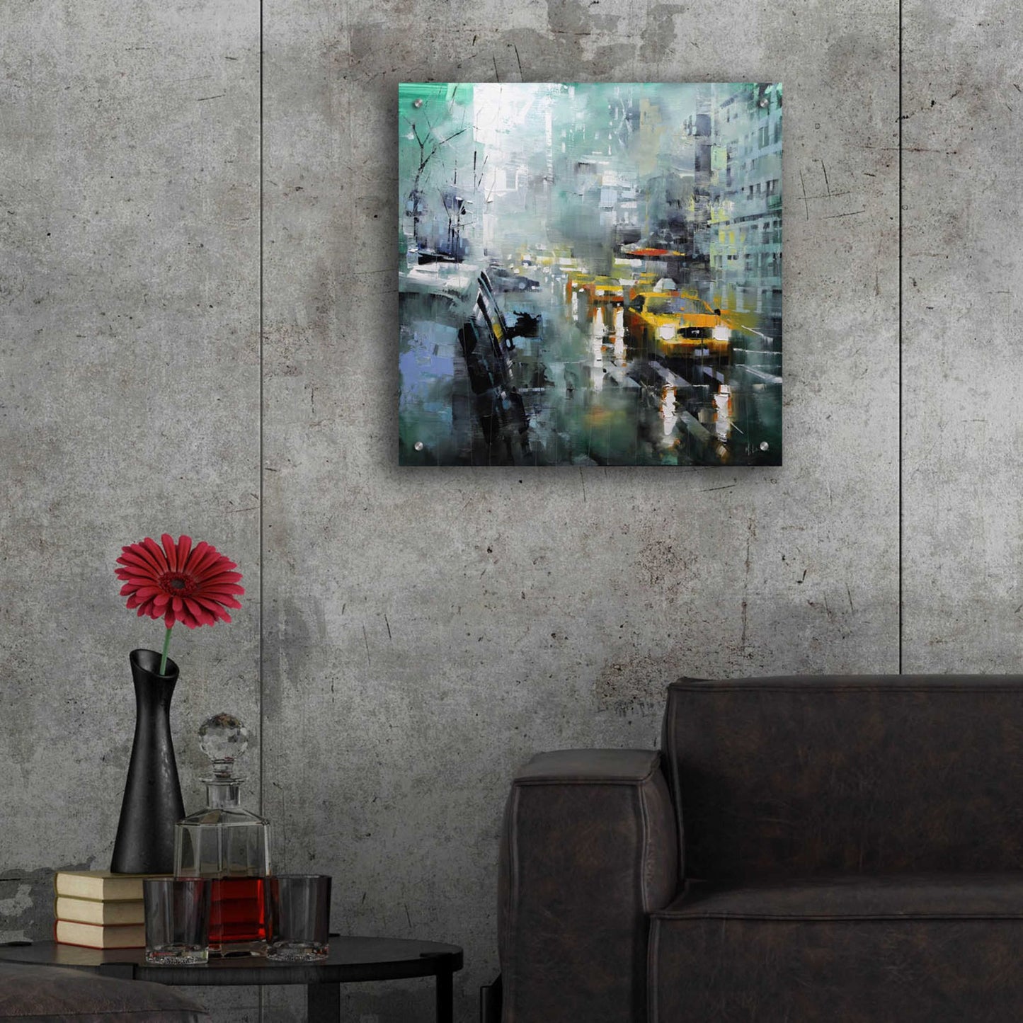 Epic Art 'New York Rain' by Mark Lague, Acrylic Glass Wall Art,24x24