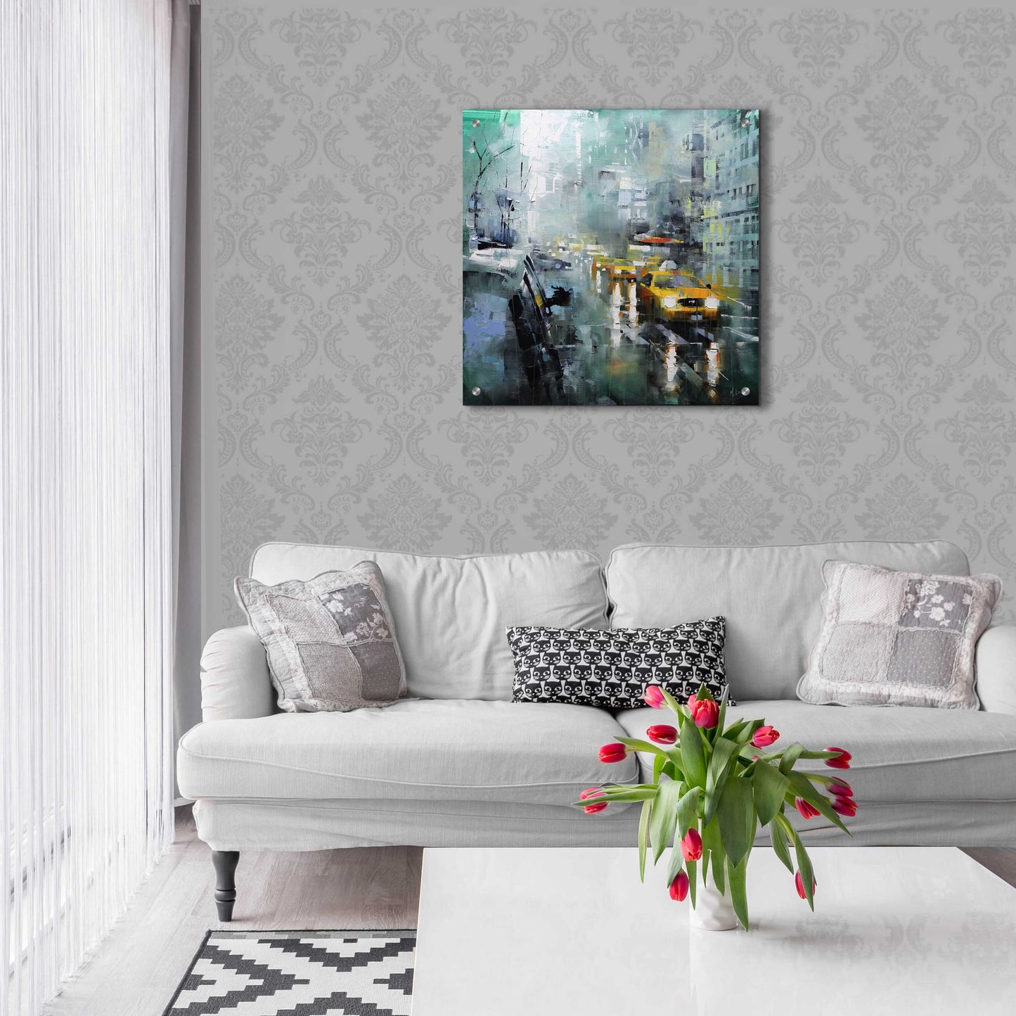 Epic Art 'New York Rain' by Mark Lague, Acrylic Glass Wall Art,24x24