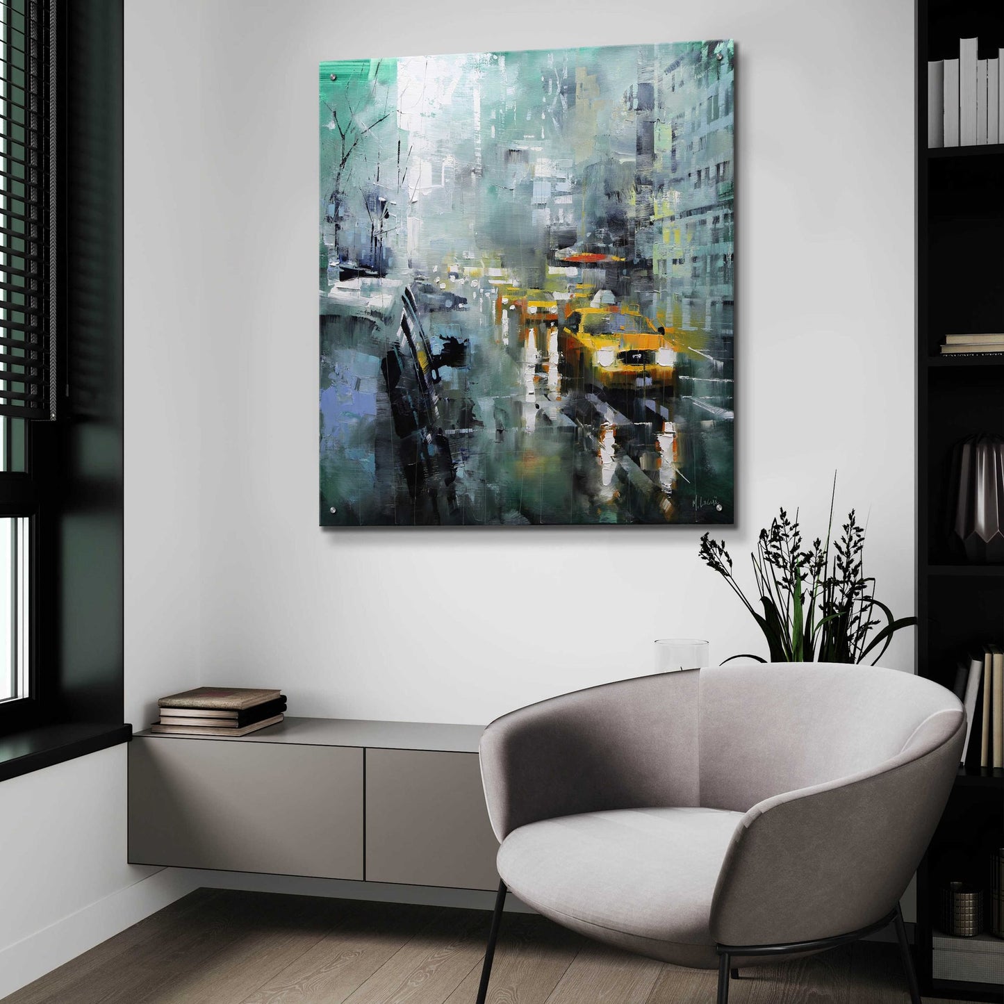 Epic Art 'New York Rain' by Mark Lague, Acrylic Glass Wall Art,36x36