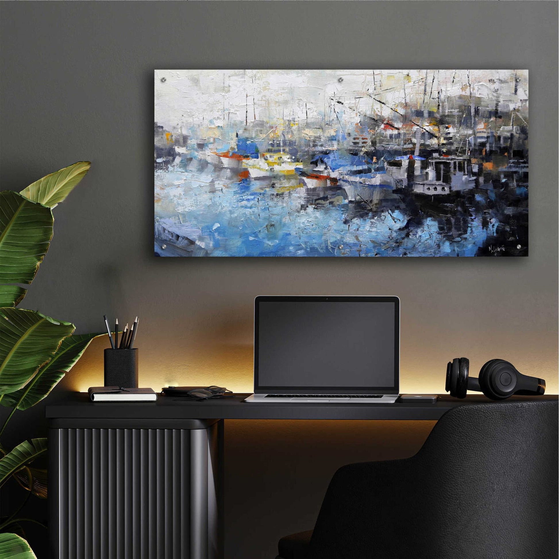 Epic Art 'San Francisco Wharf' by Mark Lague, Acrylic Glass Wall Art,48x24