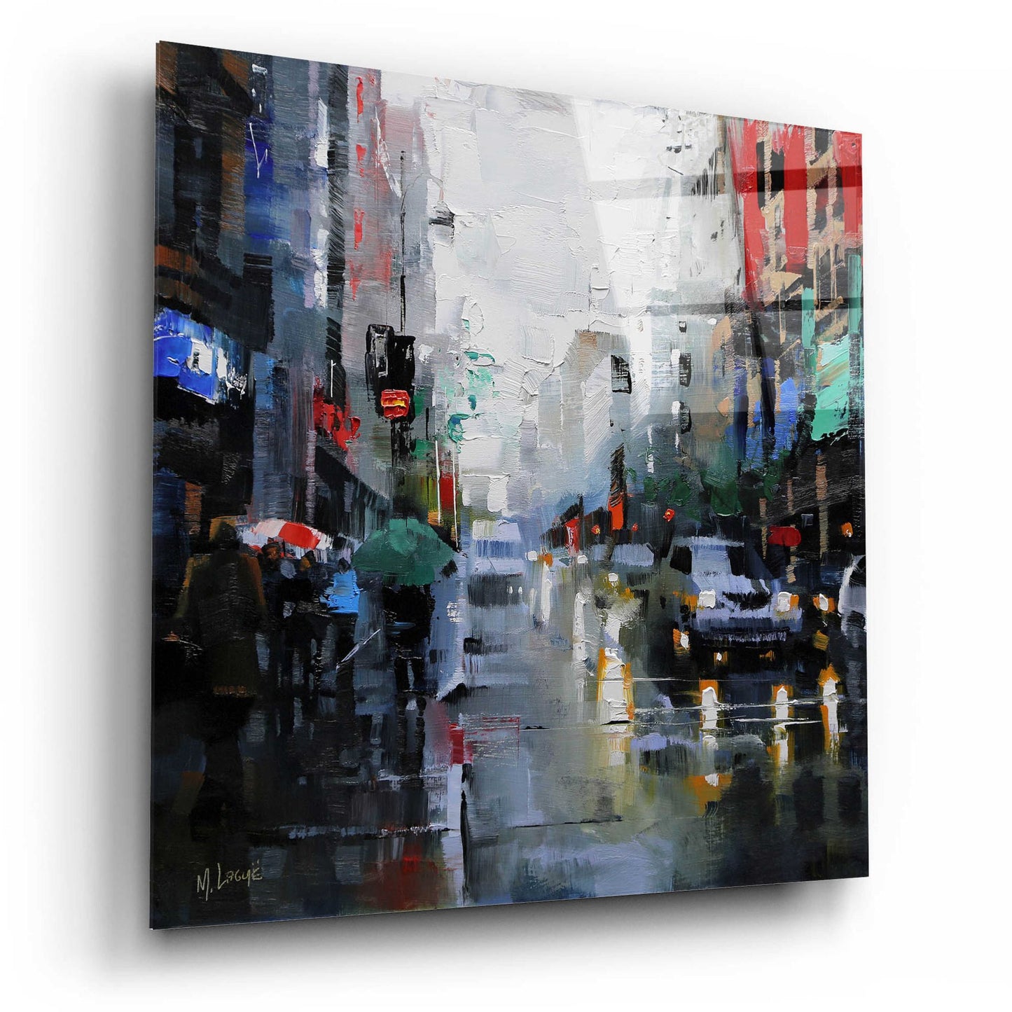 Epic Art 'St. Catherine Street Rain' by Mark Lague, Acrylic Glass Wall Art,12x12