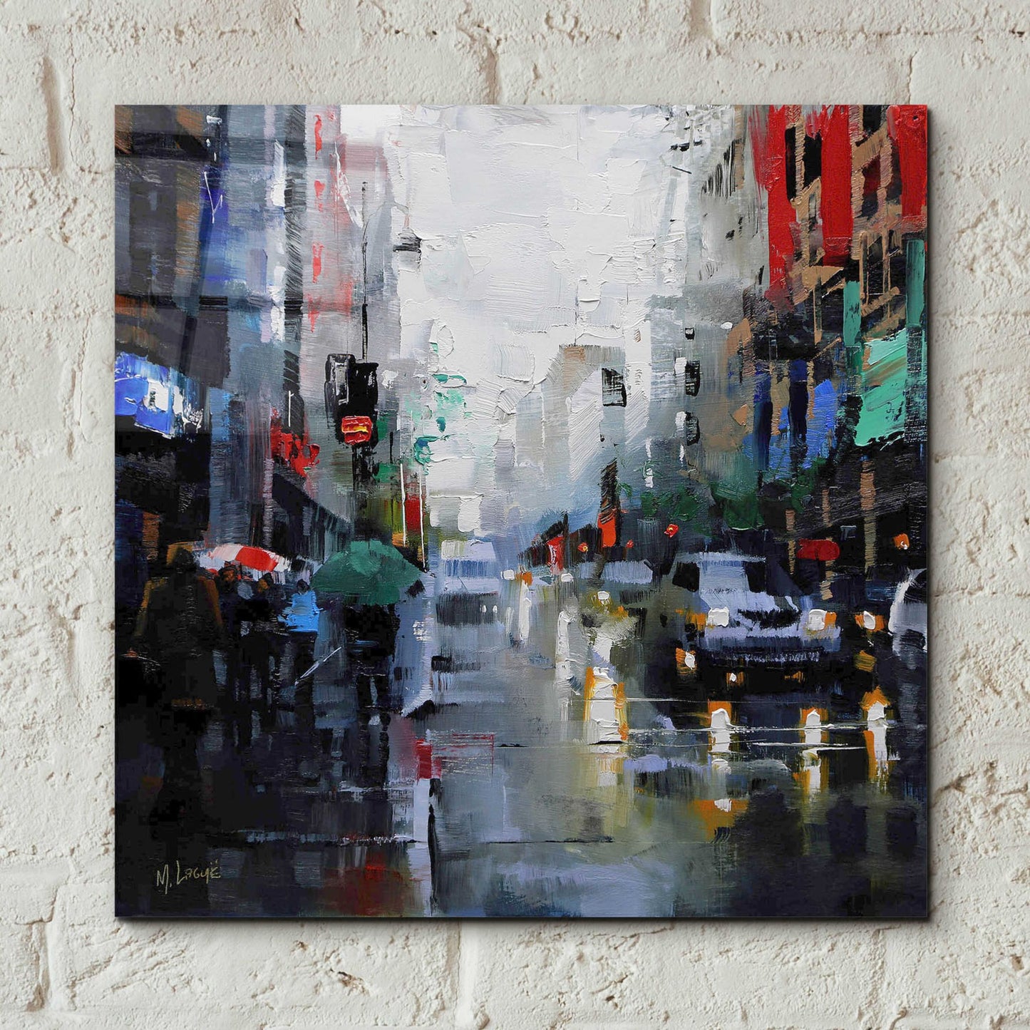 Epic Art 'St. Catherine Street Rain' by Mark Lague, Acrylic Glass Wall Art,12x12