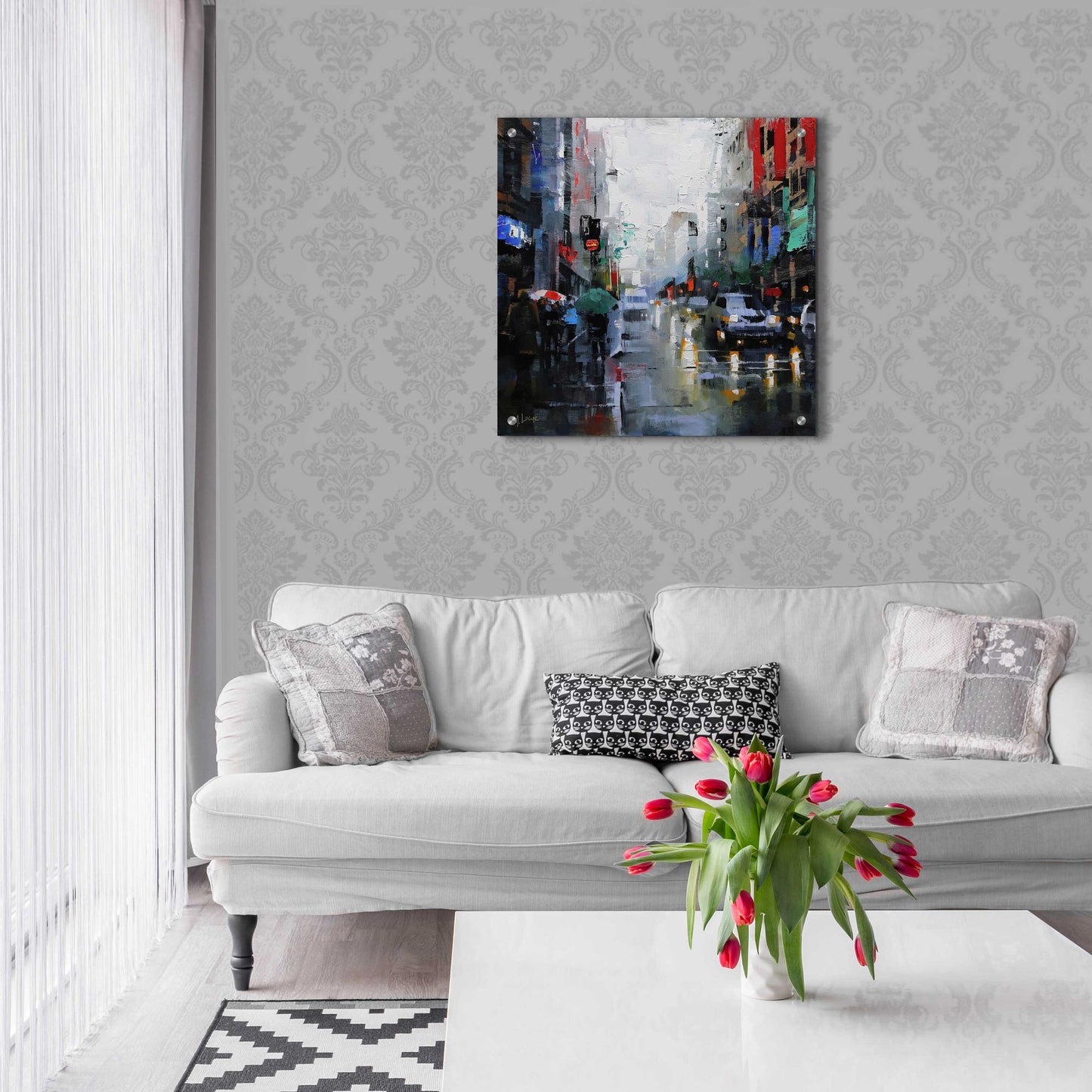 Epic Art 'St. Catherine Street Rain' by Mark Lague, Acrylic Glass Wall Art,24x24