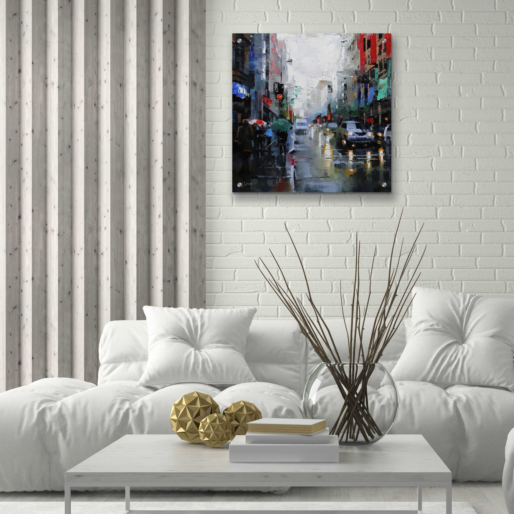 Epic Art 'St. Catherine Street Rain' by Mark Lague, Acrylic Glass Wall Art,24x24