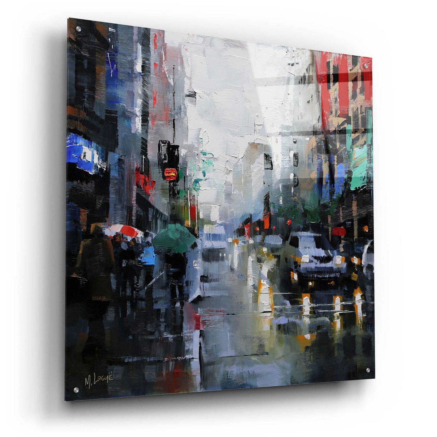 Epic Art 'St. Catherine Street Rain' by Mark Lague, Acrylic Glass Wall Art,36x36