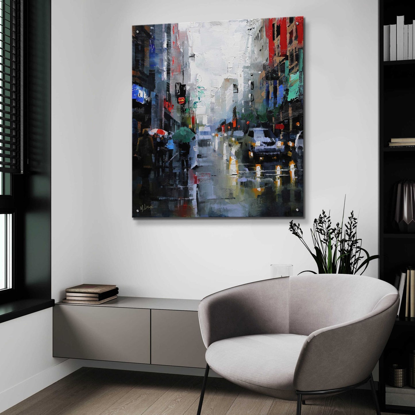 Epic Art 'St. Catherine Street Rain' by Mark Lague, Acrylic Glass Wall Art,36x36